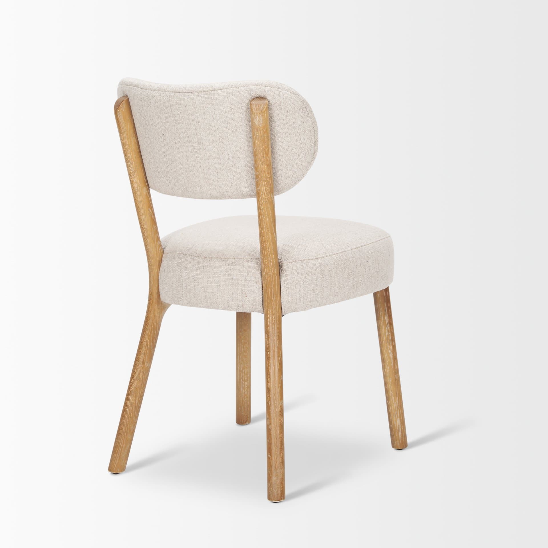 Owen Curved Back Dining Side Chair | Beige Fabric w/ Brown Wood — product photograph
