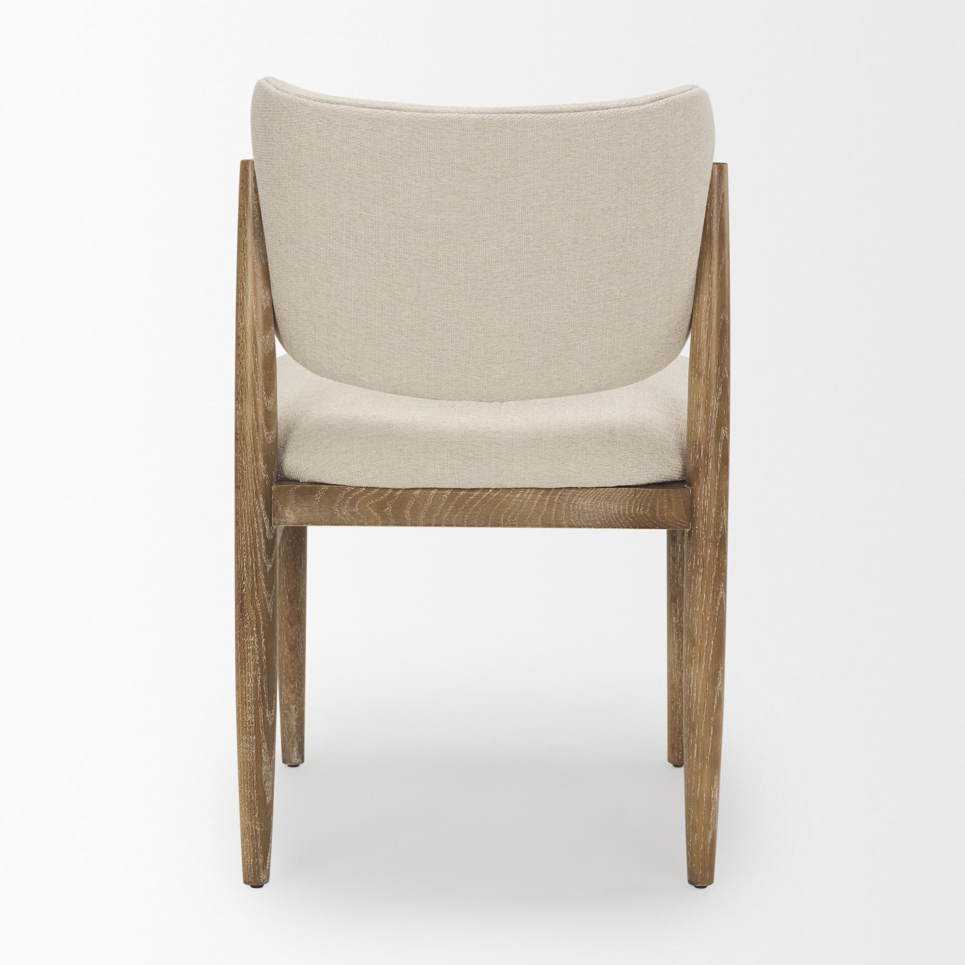 Cline Curved Back Dining Side Chair | Cream Fabric w/ Brown Wood — product photograph