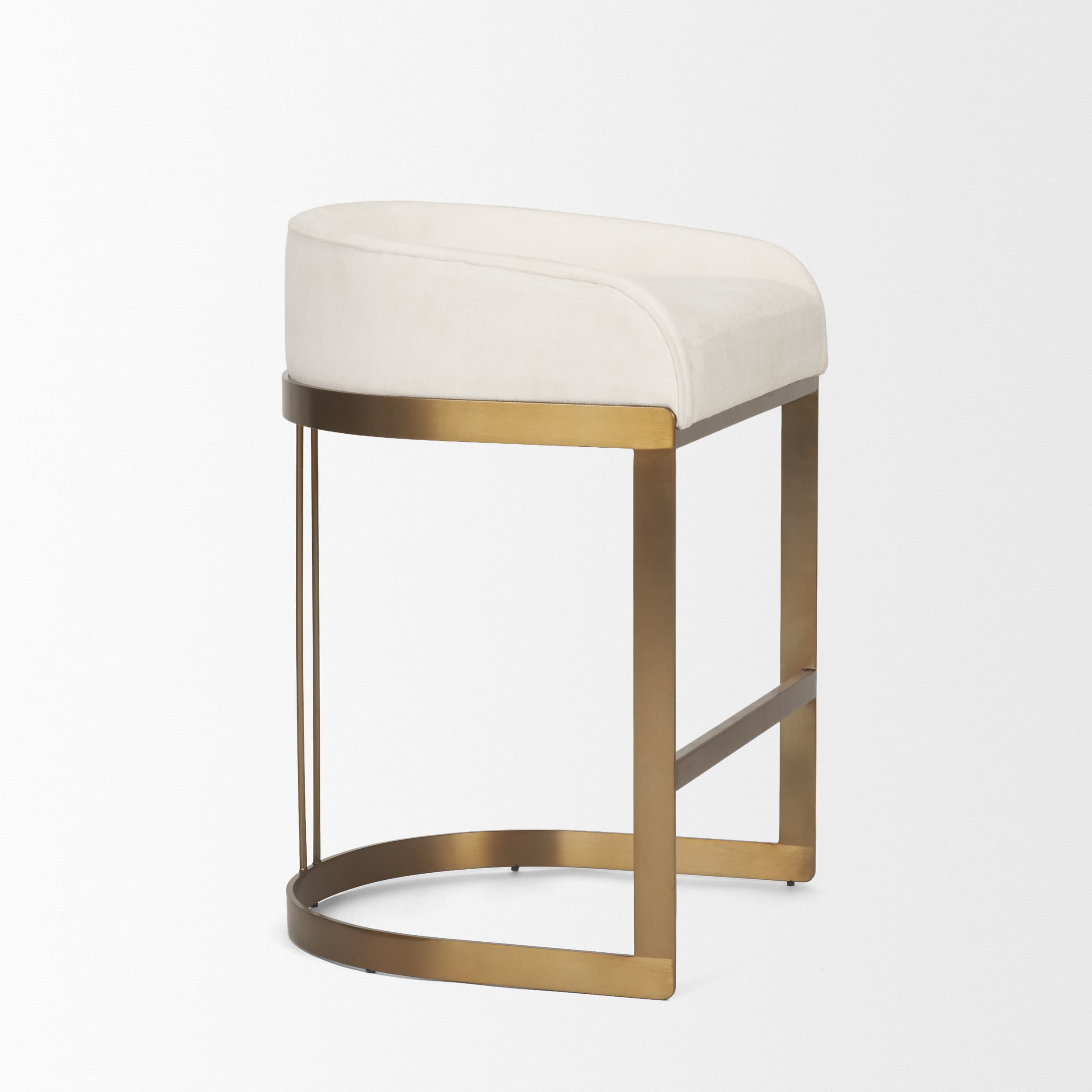 Hollyfield Low Back 24.75in Seat Counter Stool | Cream Fabric w/ Metal — product photograph
