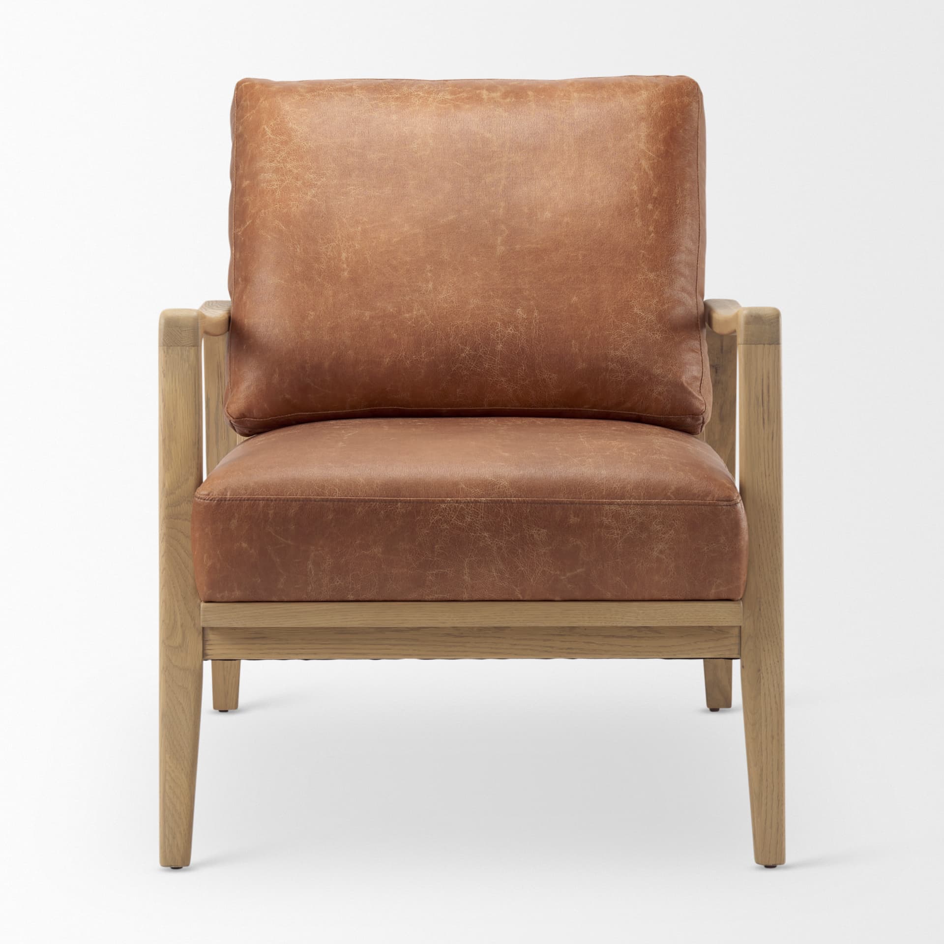 Raeleigh Tan Faux Leather Accent Chair — product photograph