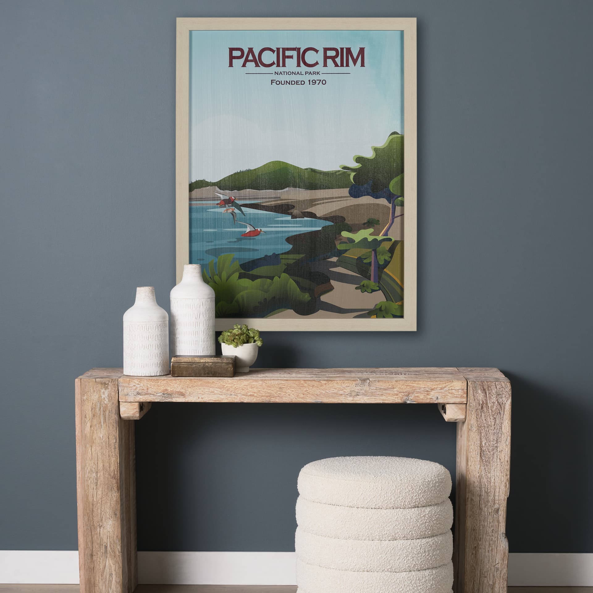 Pacific Rim GO (L) by Mercana Studio a Hand Embellished Decograph Framed Art Print — in a styled room