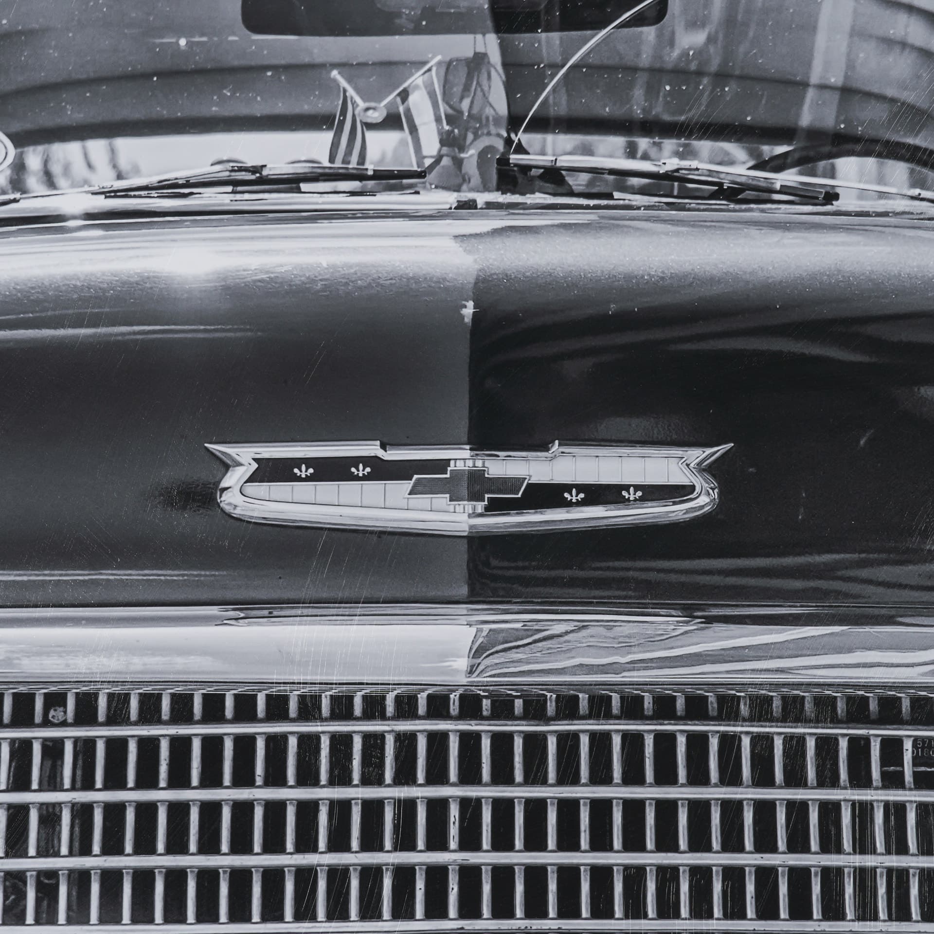 Classic Old Chevy in Havana Cuba by Richard Silver Textured Framed Art Print Matted under Glass — product photograph
