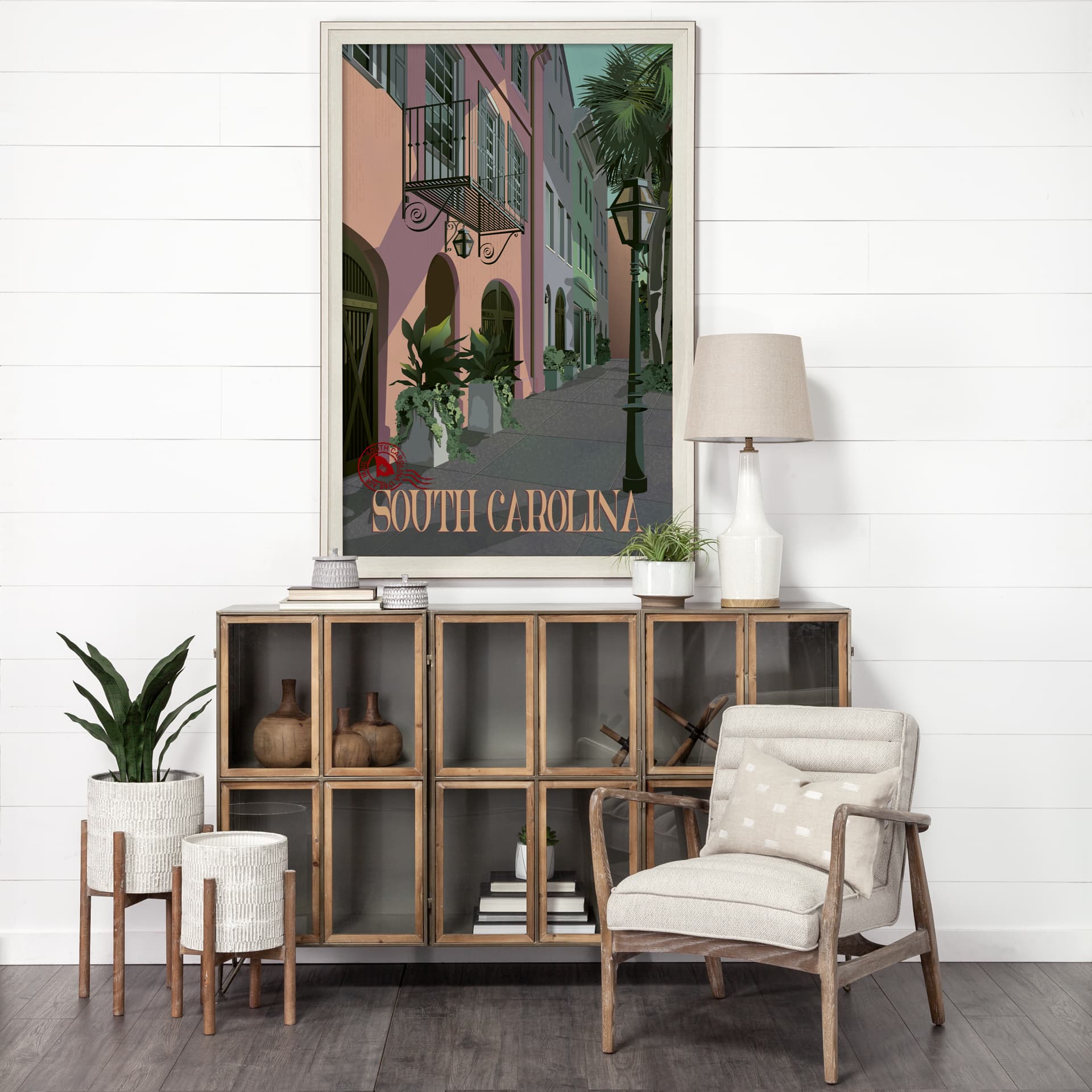South Carolina Go USA (XL) by Mercana Studio Hand Embellished Decograph Framed Art Print under Glass — in a styled room