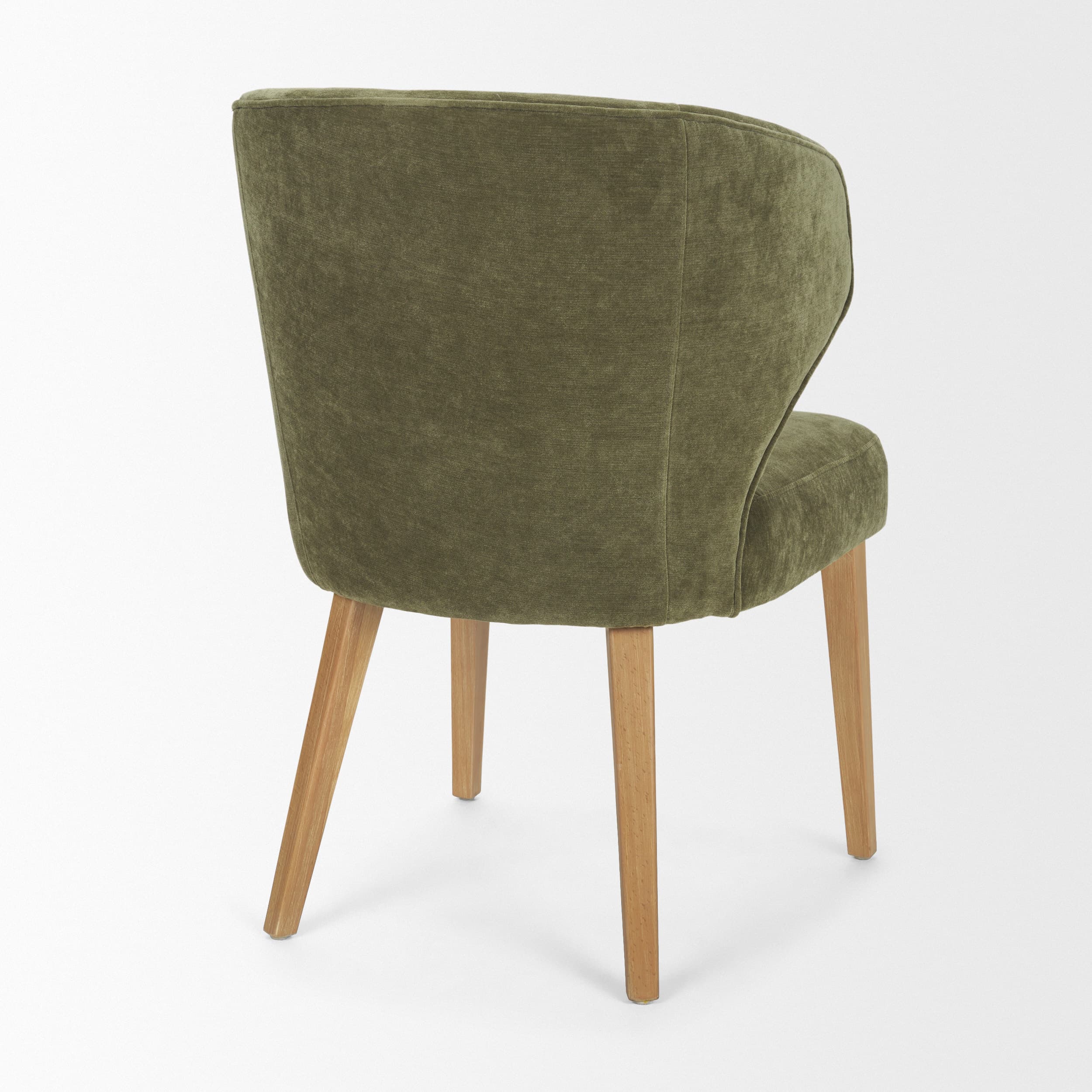 Niles Wingback Dining Side Chair | Moss Olive Fabric w/ Wooden — product photograph
