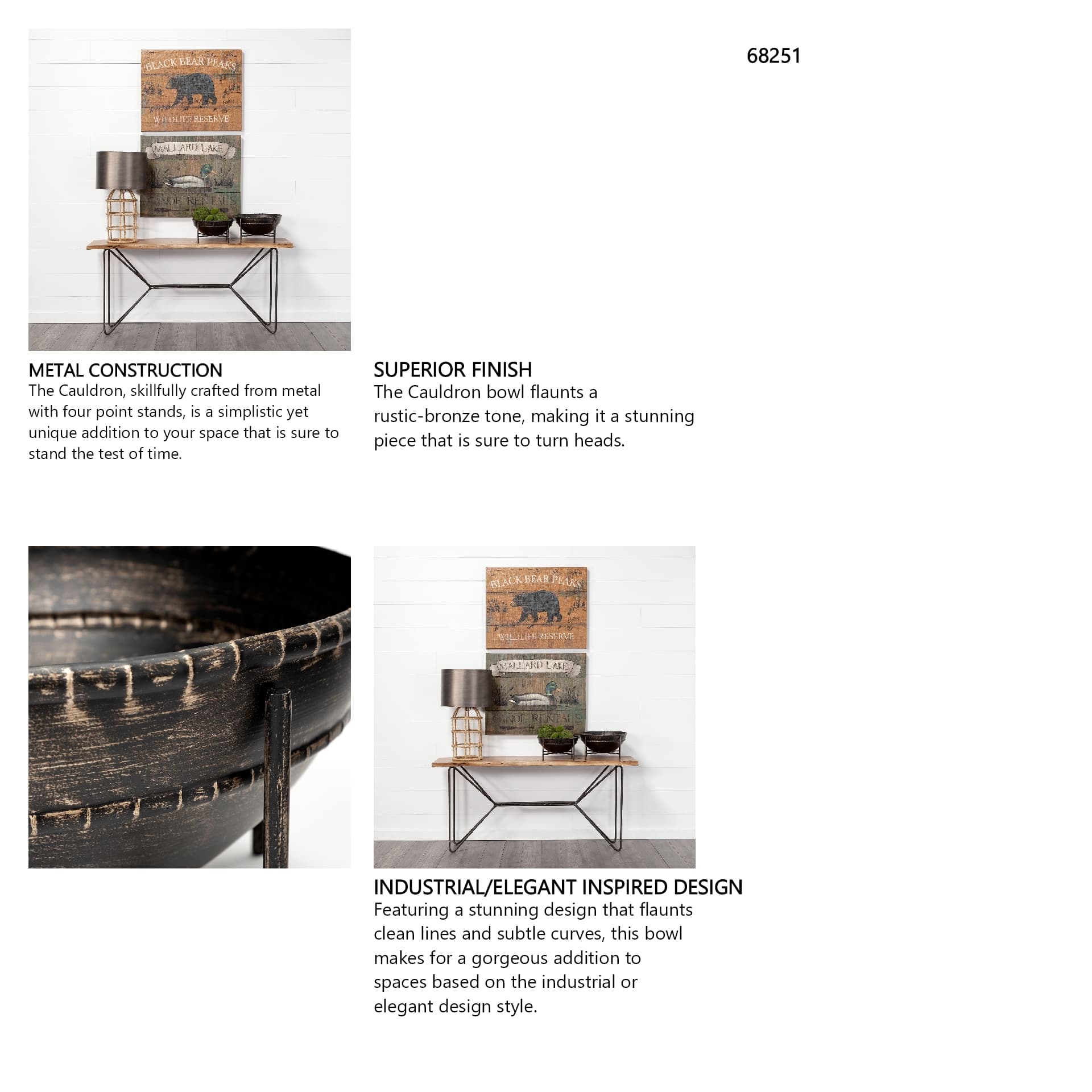 Cauldron (Set of 2) Brown Metal Bowls — in a styled room