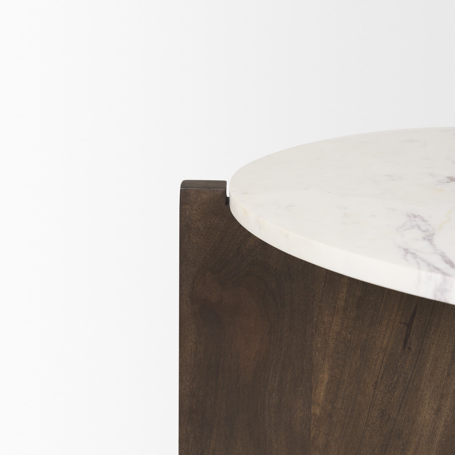 Bianca Dark Brown Wood w/ Marble Round Top Coffee Table — product photograph