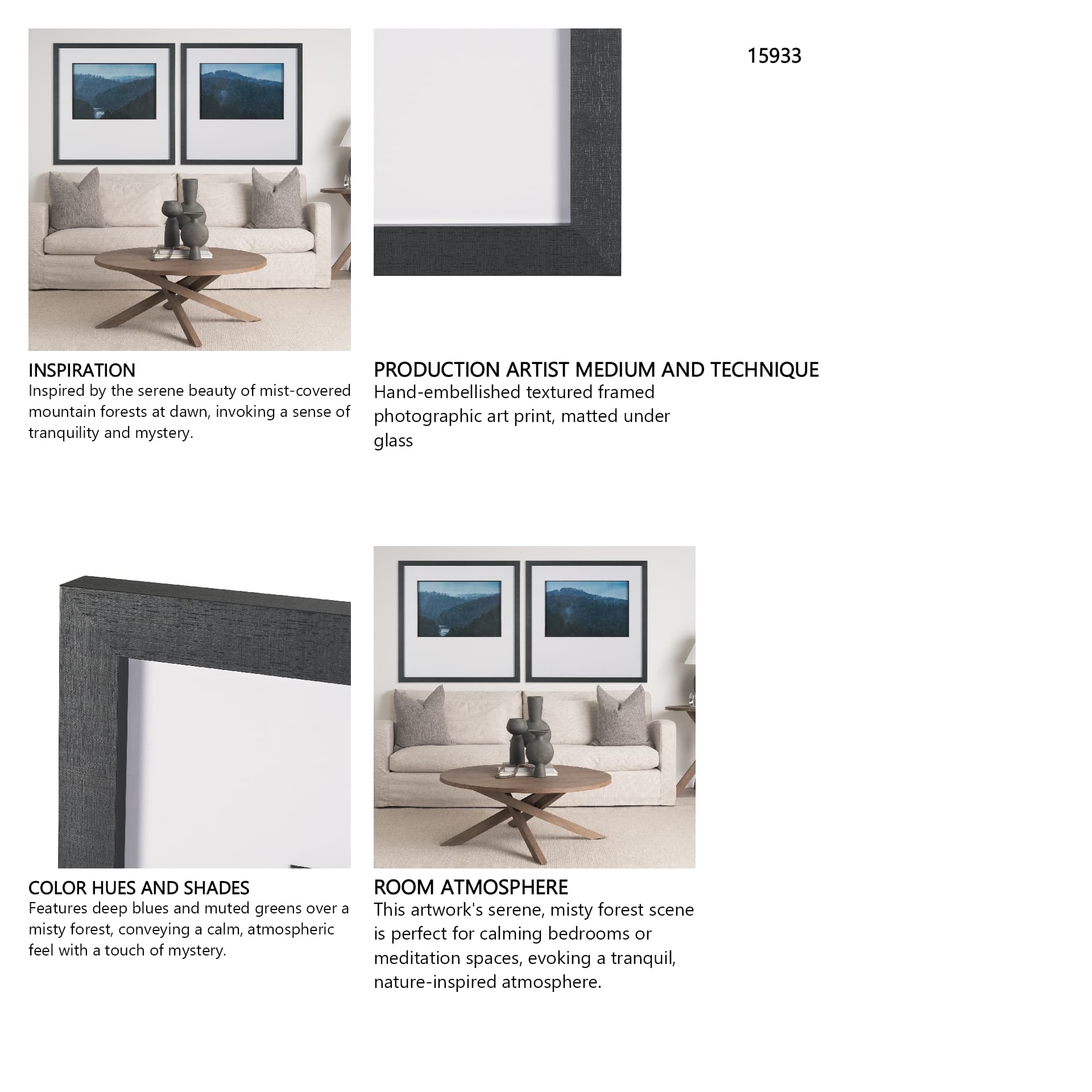 Stormy Mountain by Dimitry Papkov Hand Embelished Textured Framed Art Print Matted under Glass — in a styled room