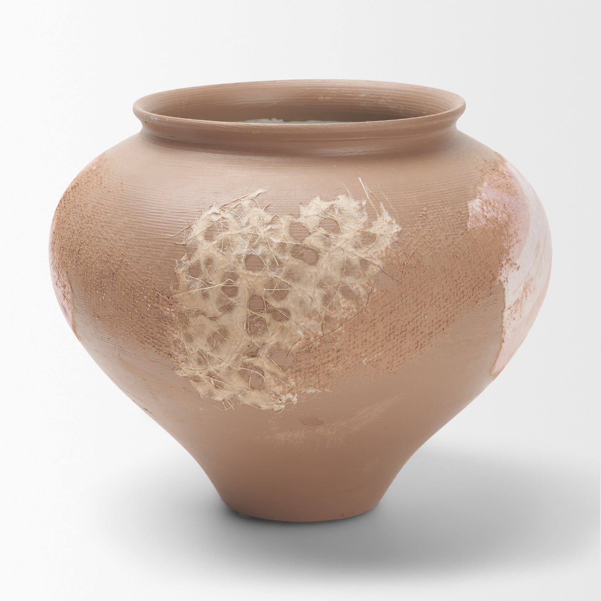 Velo Brown w/White Hand-Painted Terracotta Decorative Vase — product photograph