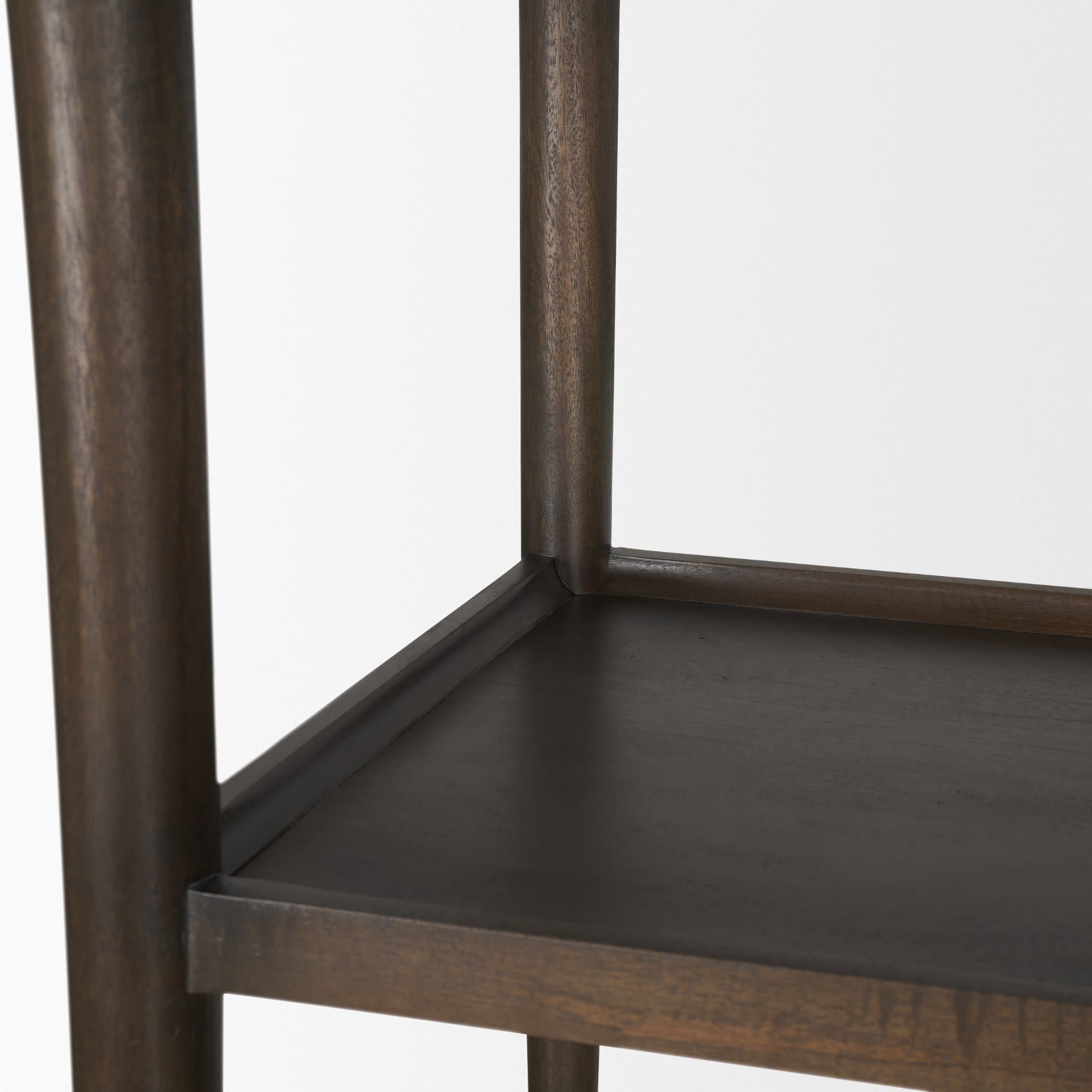 Bondi 2 Door Open Dark Brown Wood w/ Paper Rope Shelving Unit — product photograph