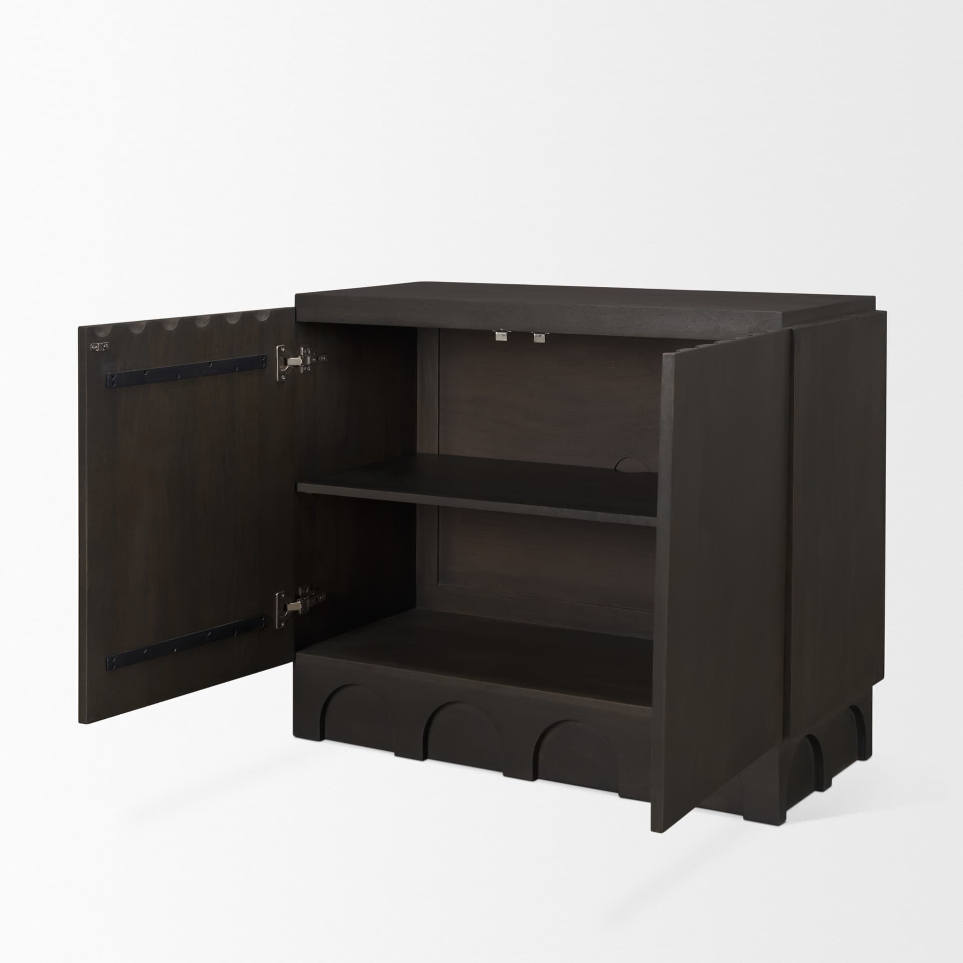 Wagner Dark Brown Wood w/ Arched Design Accent Cabinet — product photograph