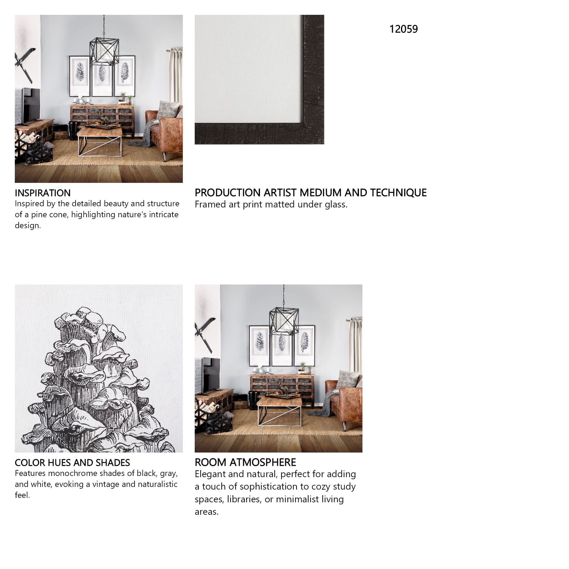 Pinus Australis by Maria Mendez a Framed Art Print Matted under Glass — in a styled room