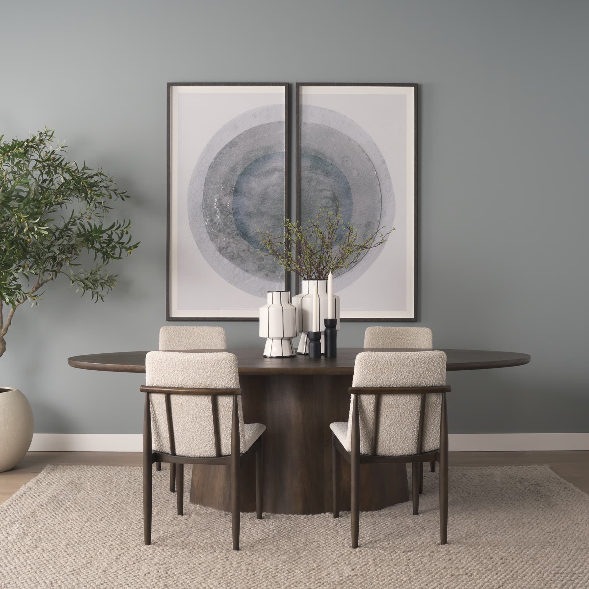 Blue Eclipse (Set of 2) by Mercana Studio a Hand Embellished Framed Art Print Matted under Glass — in a styled room