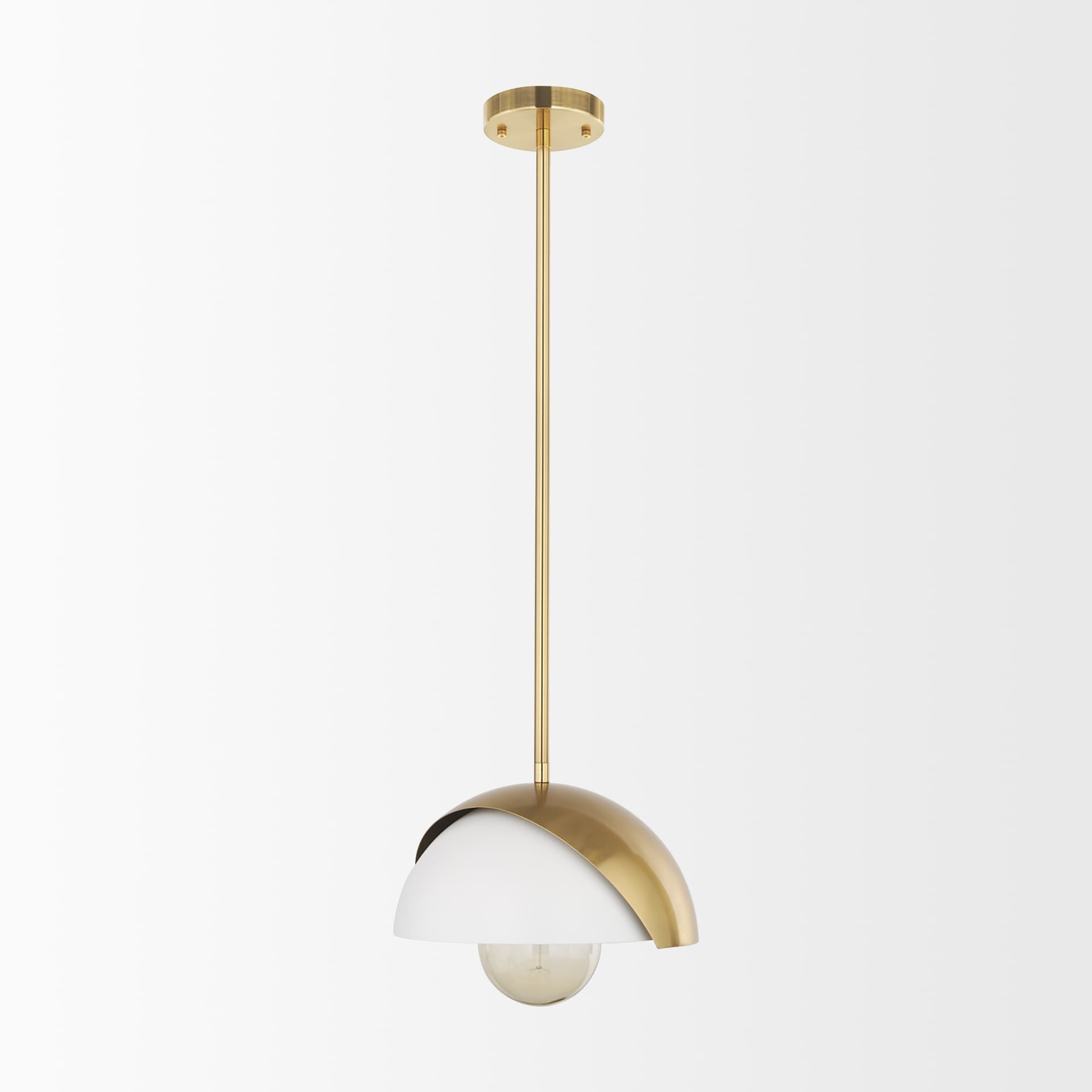 Cybill Brushed Brass w/ White Metal Shade 1-Light Wall Pendant — product photograph