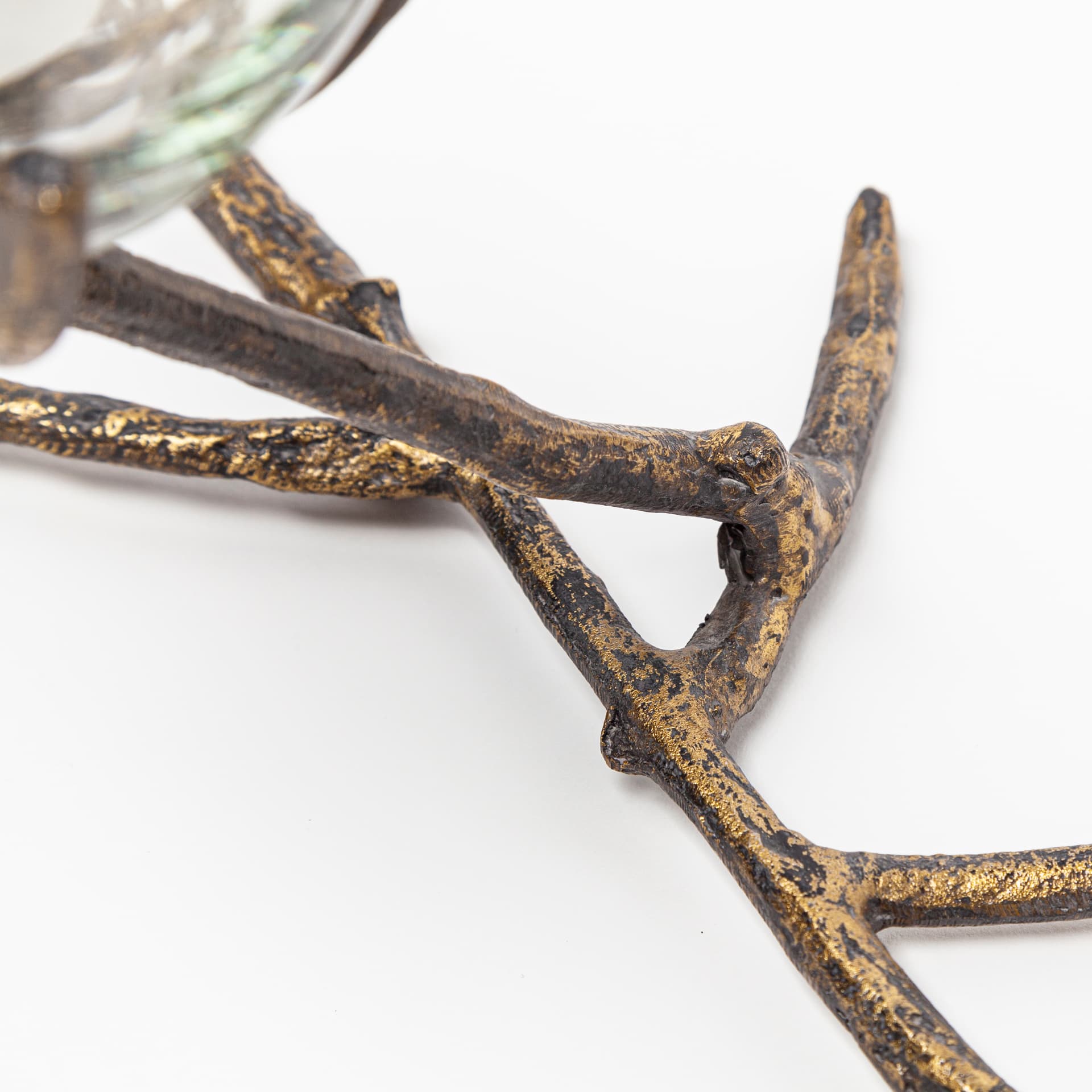 Vine II Distressed Gold Metal Creeper Five Candle Table Candle Holder — product photograph