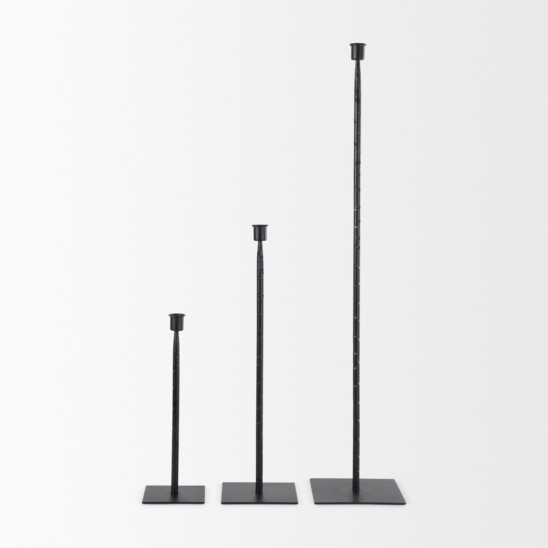 Porter 4.5L x 4.5W x 12.0H Small Black Iron Candle Holder — product photograph