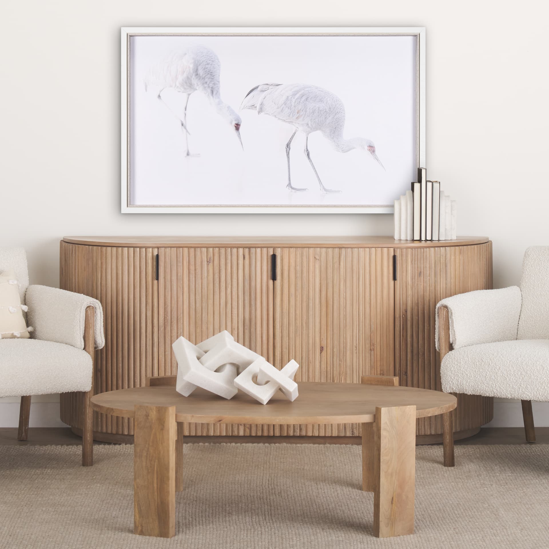 Sandhill Crane I by Chad Mckay a Hand Embelished Textured Framed Photo Art Print — in a styled room