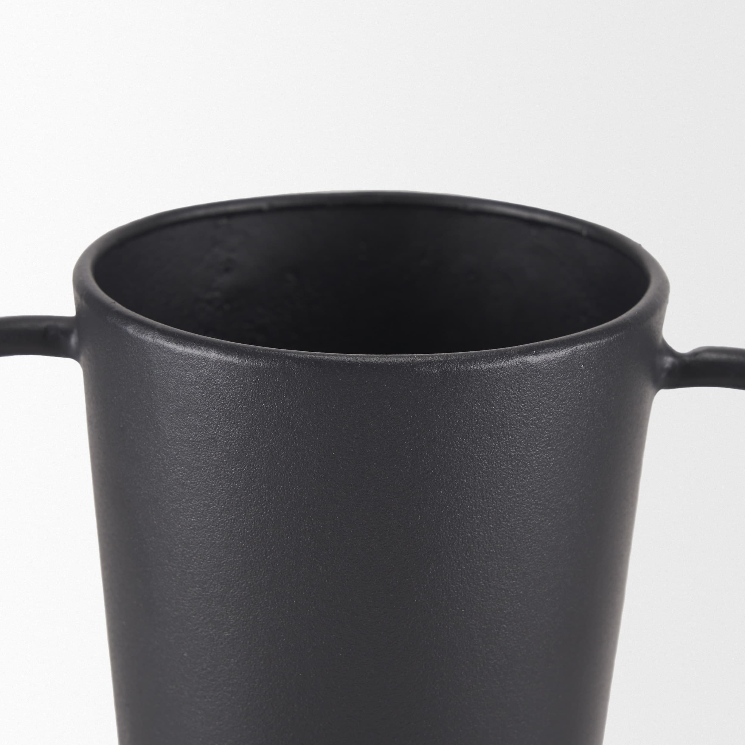 Tasya Large Matte Black w/ Handles Metal Vase — product photograph