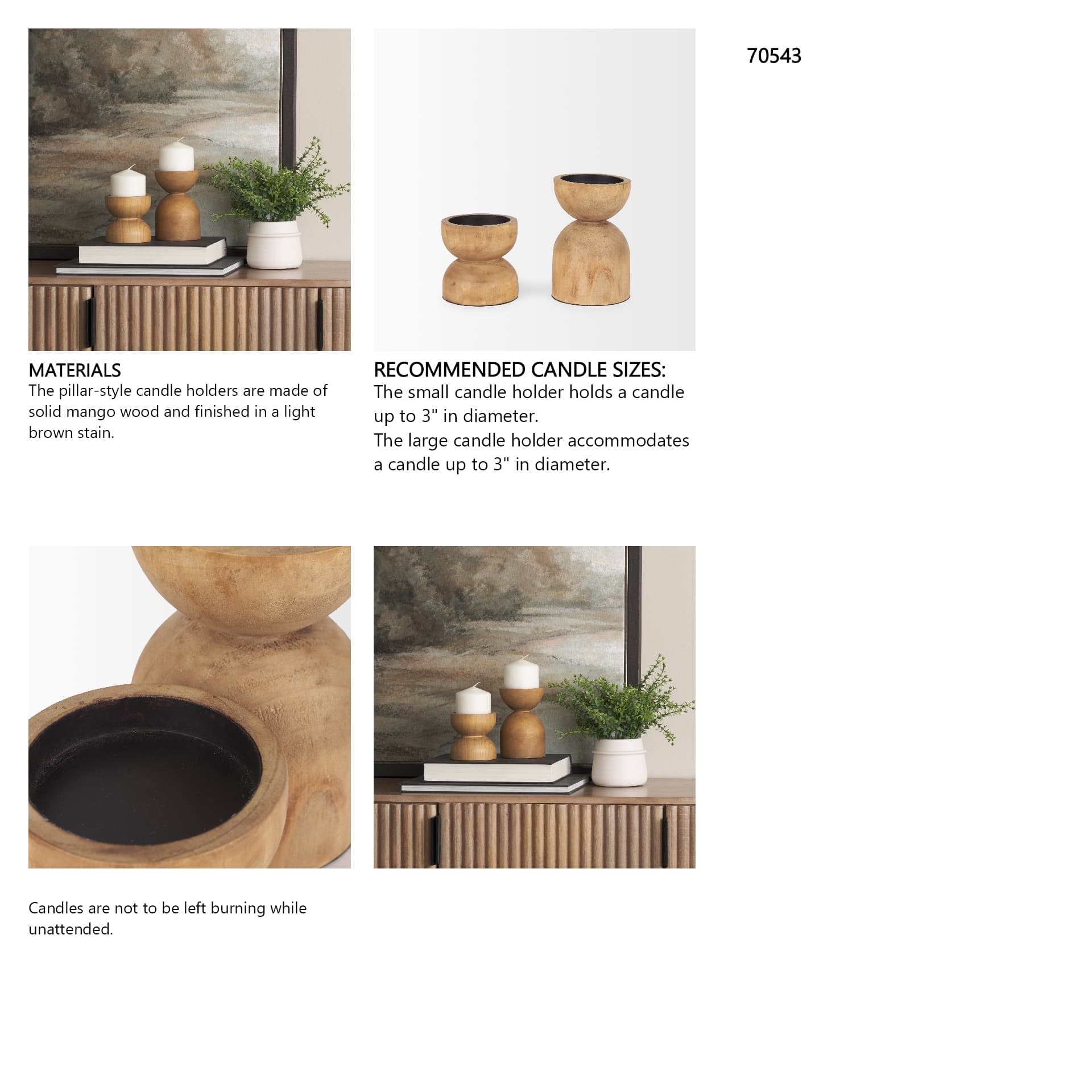 Aleena Wooden Candle Holder (Set of 2) — in a styled room