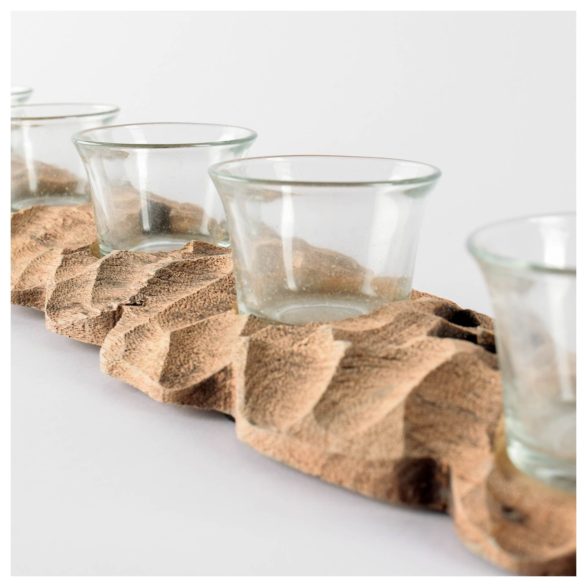 Yerba Reclaimed Mango Wood Five Tealight Table Candle Holder — product photograph