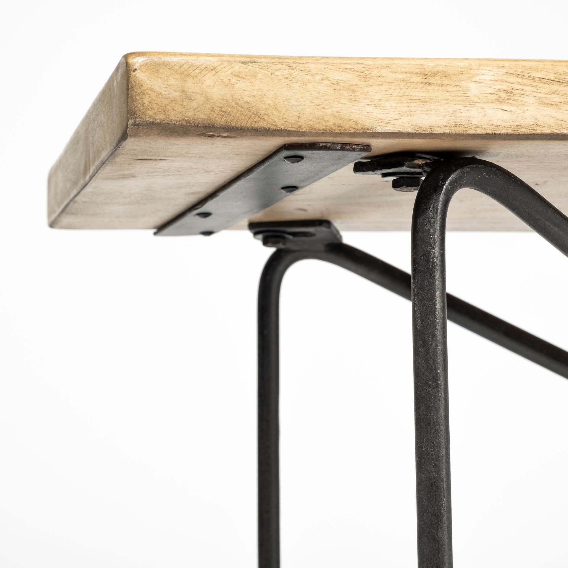 Papillion III 66L x 16W Blonde Wood And Iron Dining Bench — product photograph