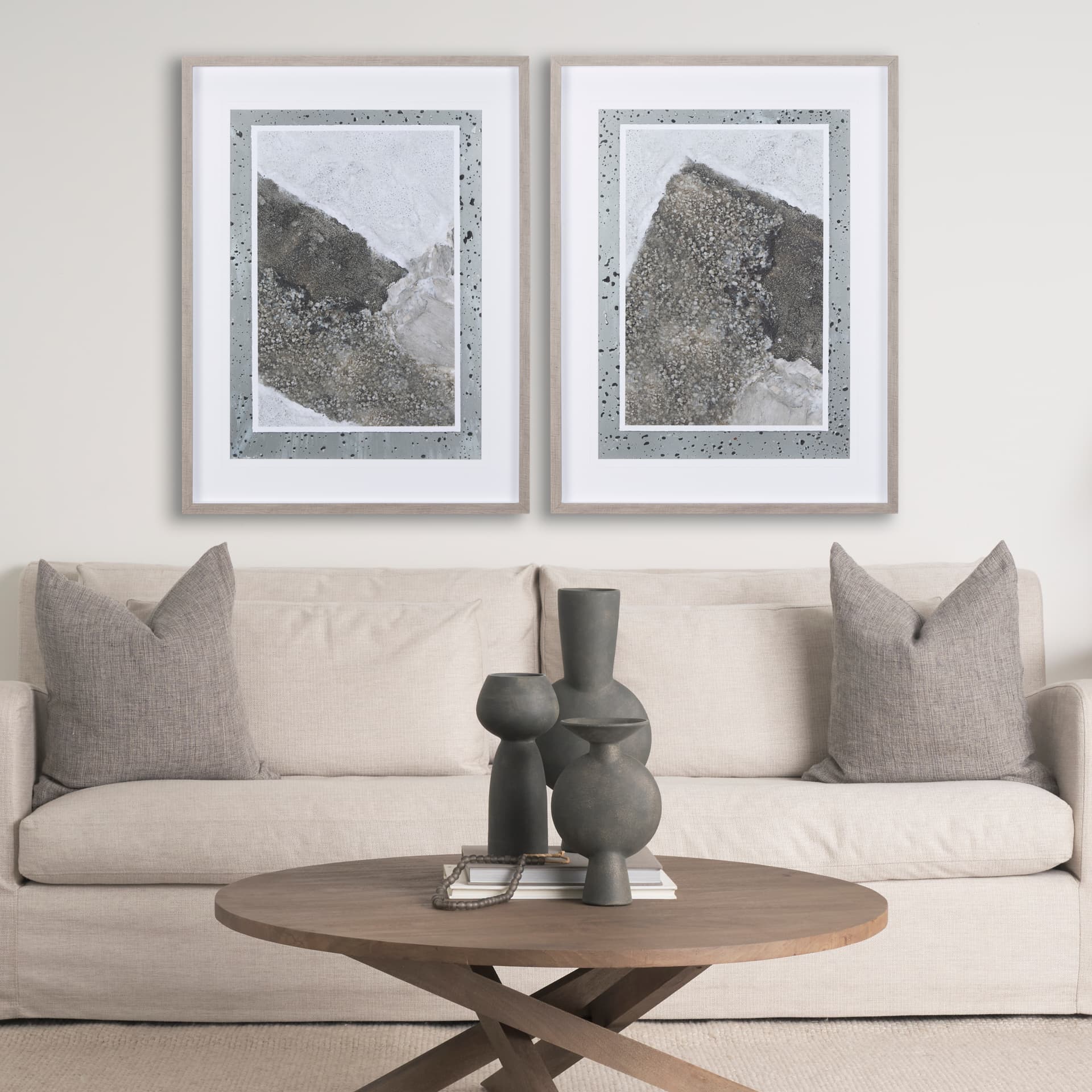 Mudslide III by Mercana Studio a Hand Embellished Textured Framed Art Print Matted under Glass — in a styled room