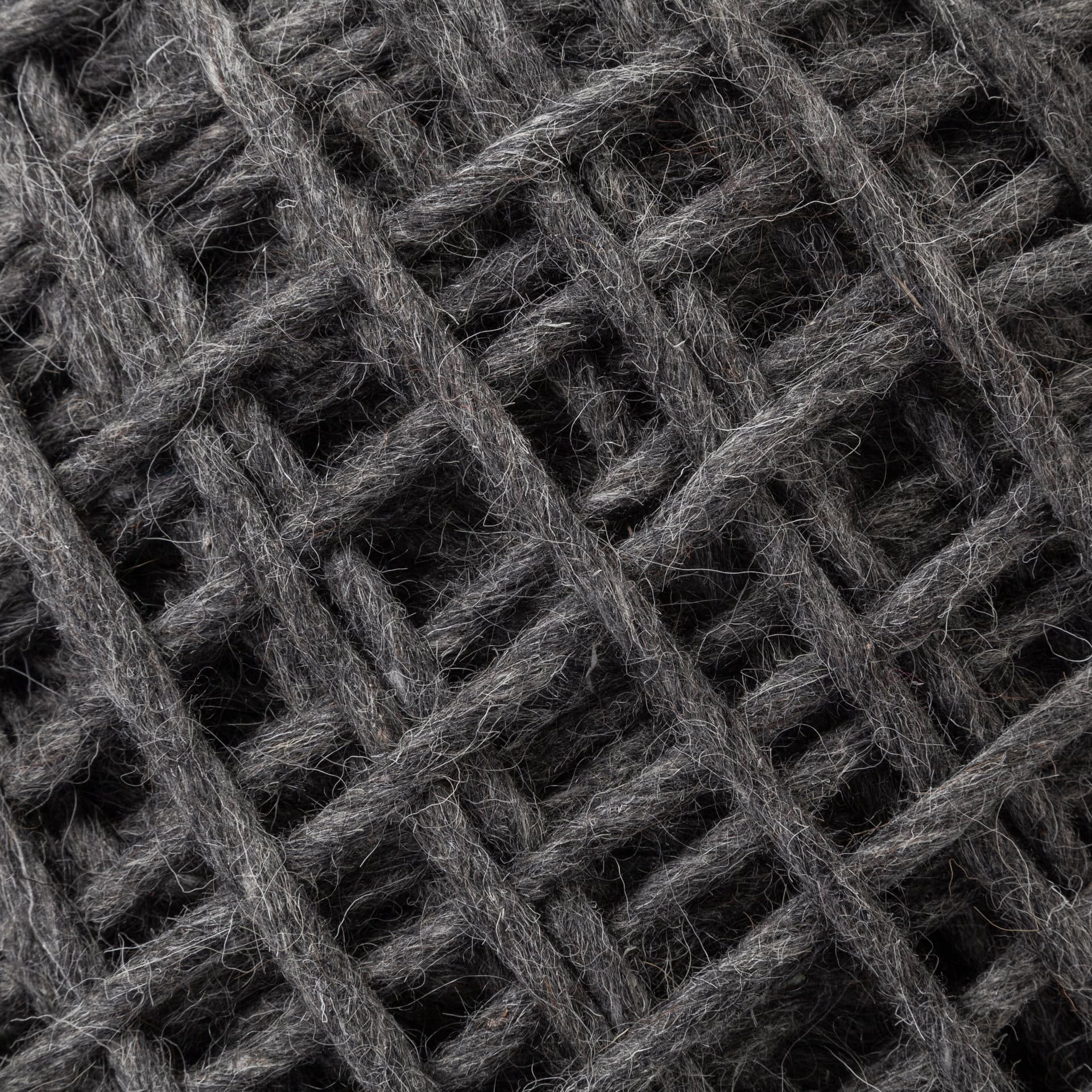 Allium Dark Gray Handwoven Wool Cylindrical Pouf — product photograph