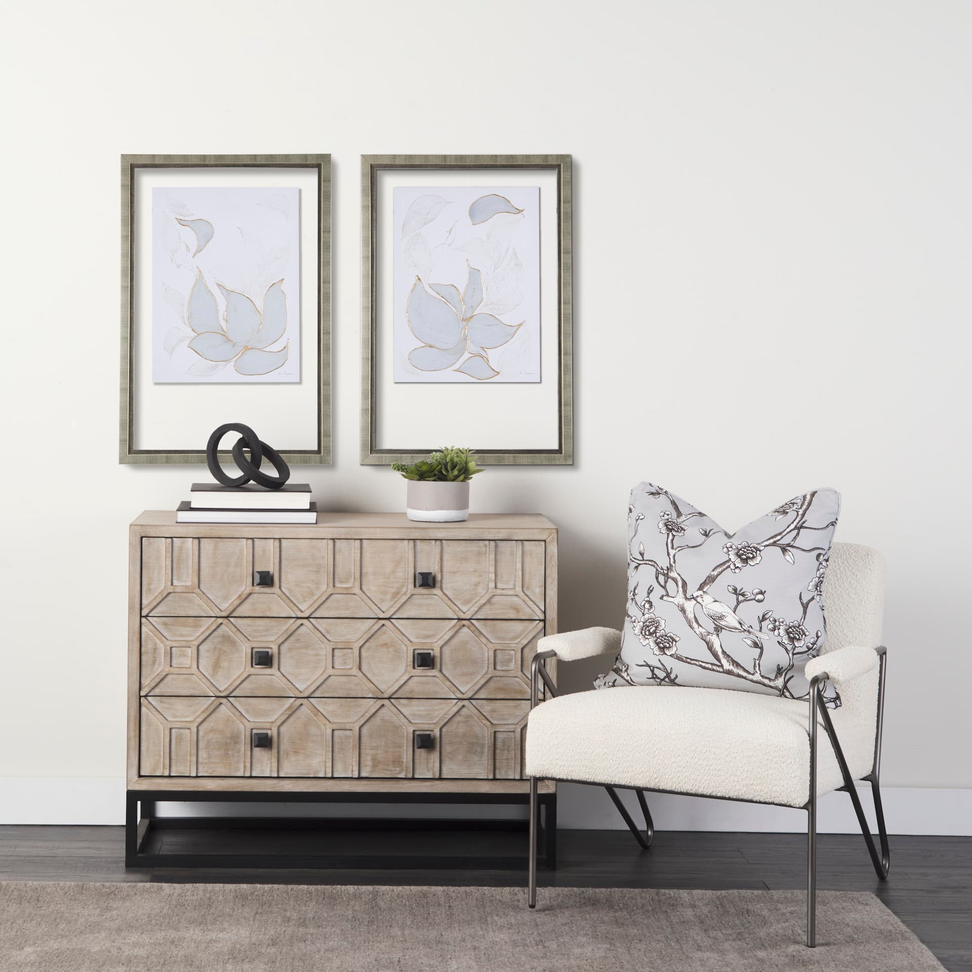 Interplay II by Mercana Studio a Hand Embellished Textured Framed Art Print Matted under Glass — in a styled room