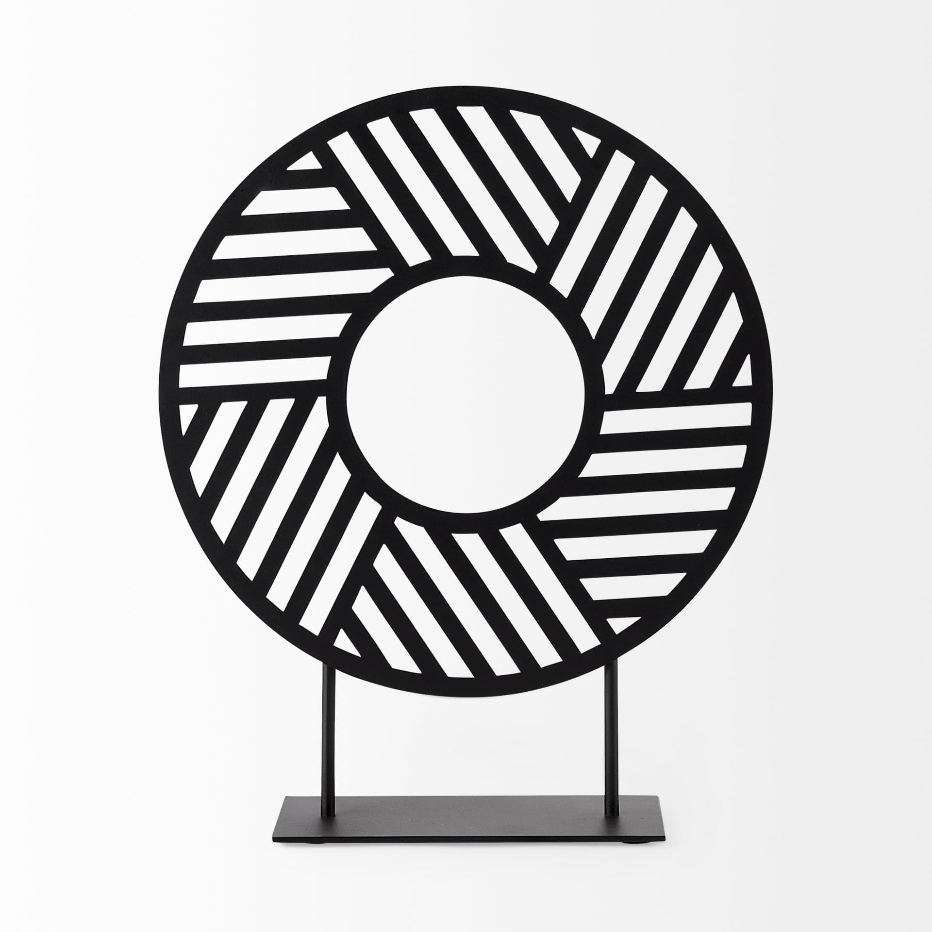 Micra 11.0L x 3.0W x 13.4H Matte Black Metal Decorative Object on a Stand — product photograph