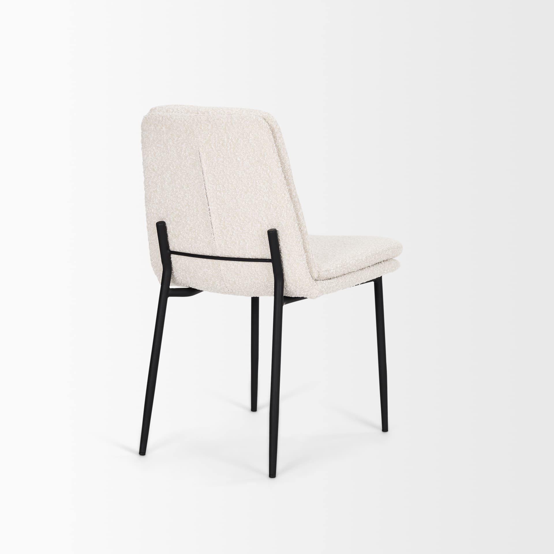 Eve Curved Back Dining Side Chair | Cream Boucle w/ Black Metal — product photograph