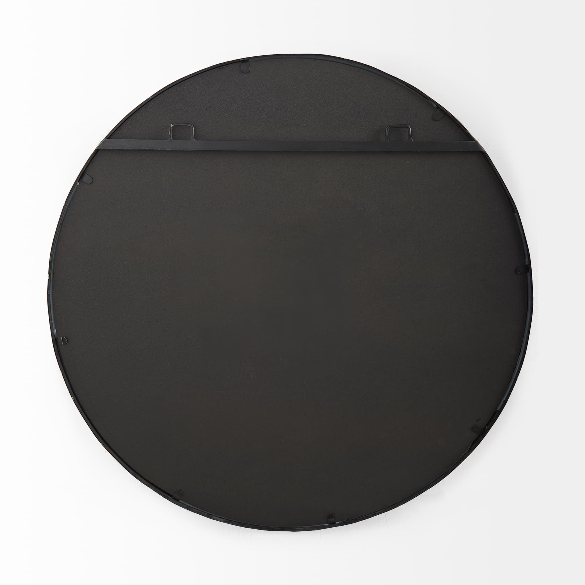 Adelaide 29.7"Black Metal Scallop Edge Round Mirror — product photograph
