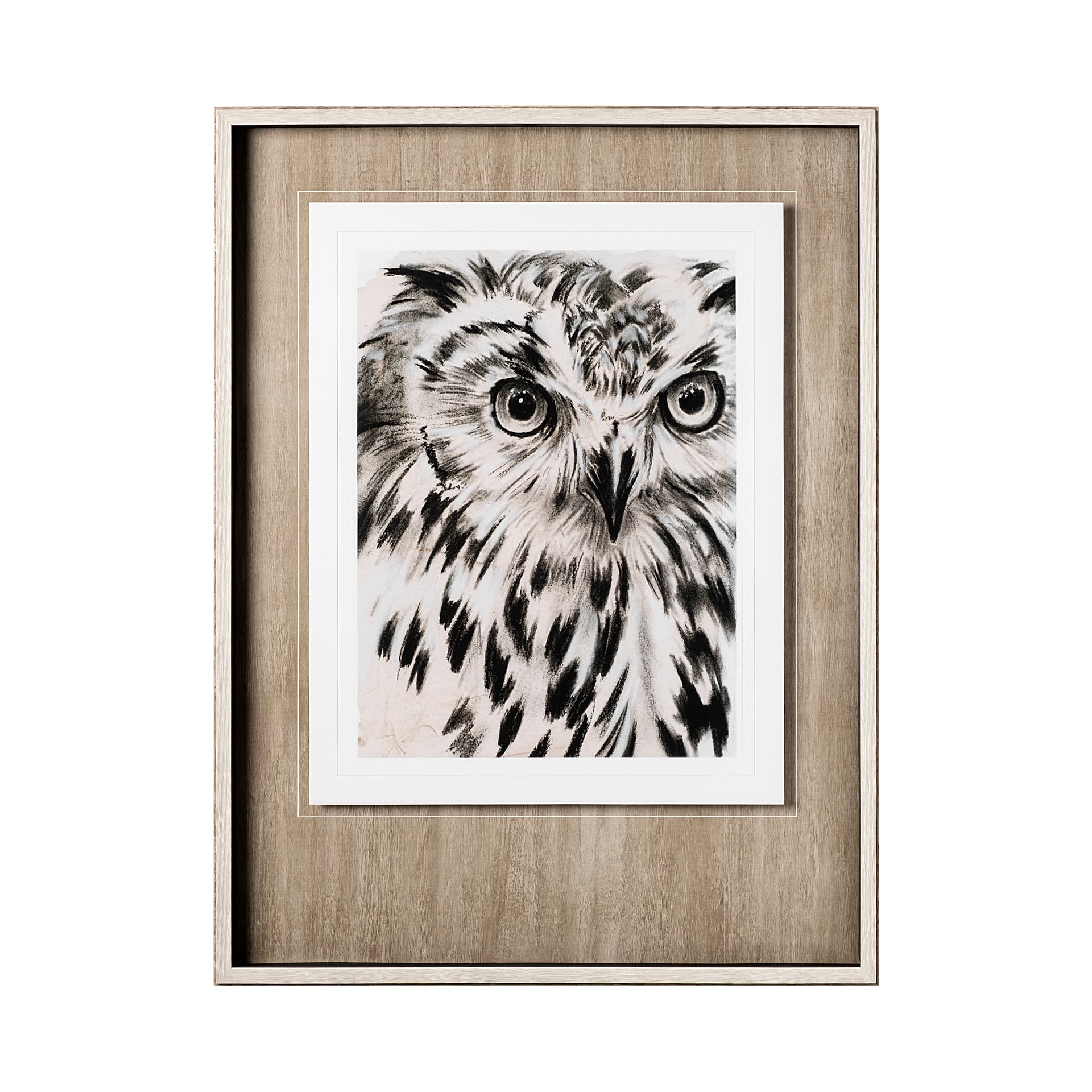 Charcoal Owl I by Jennifer Paxton Parker a Framed Art Print Matted under Glass — product photograph