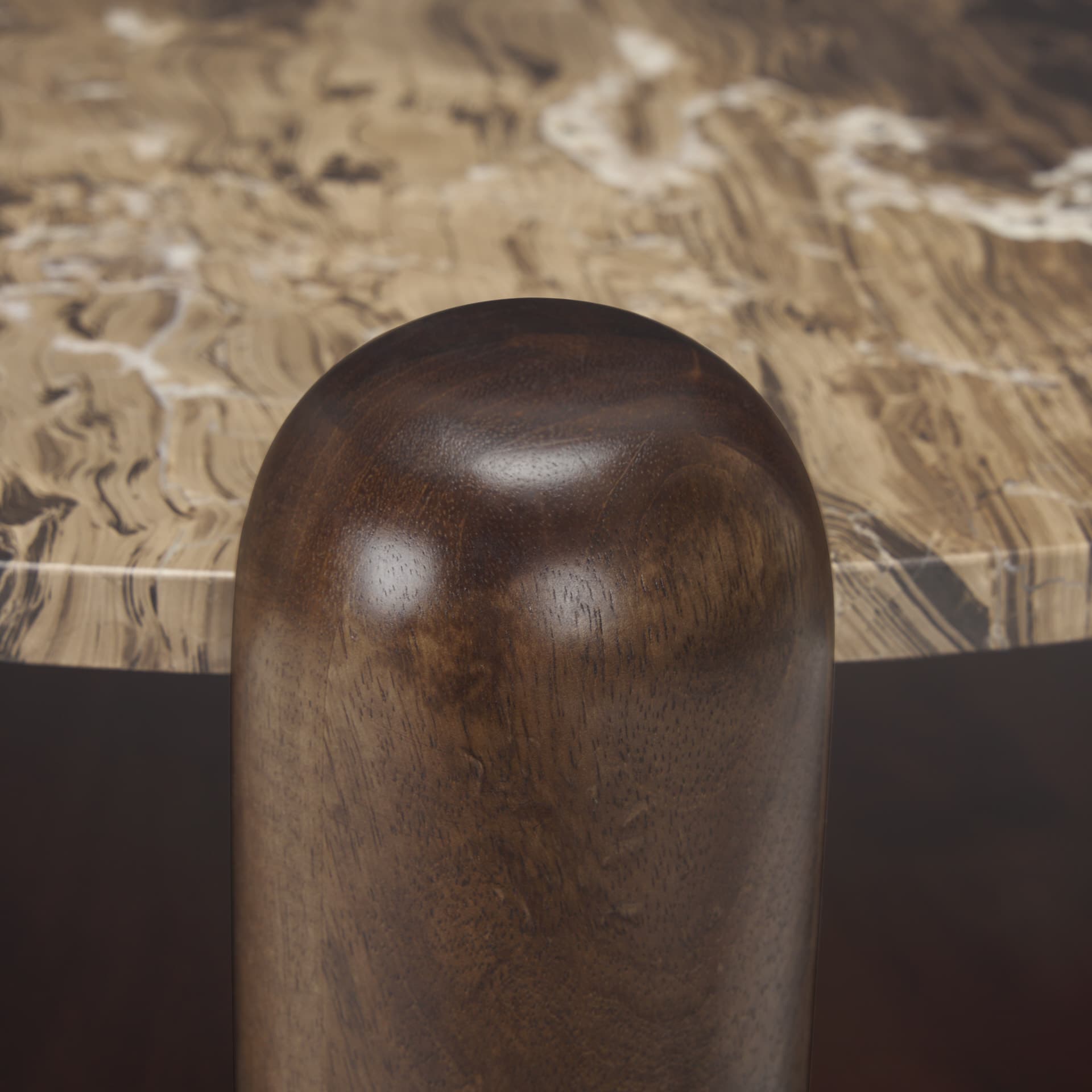 Jovia Brown Mango Wood W/ Cappuccino Marble Round Coffee Table — product photograph