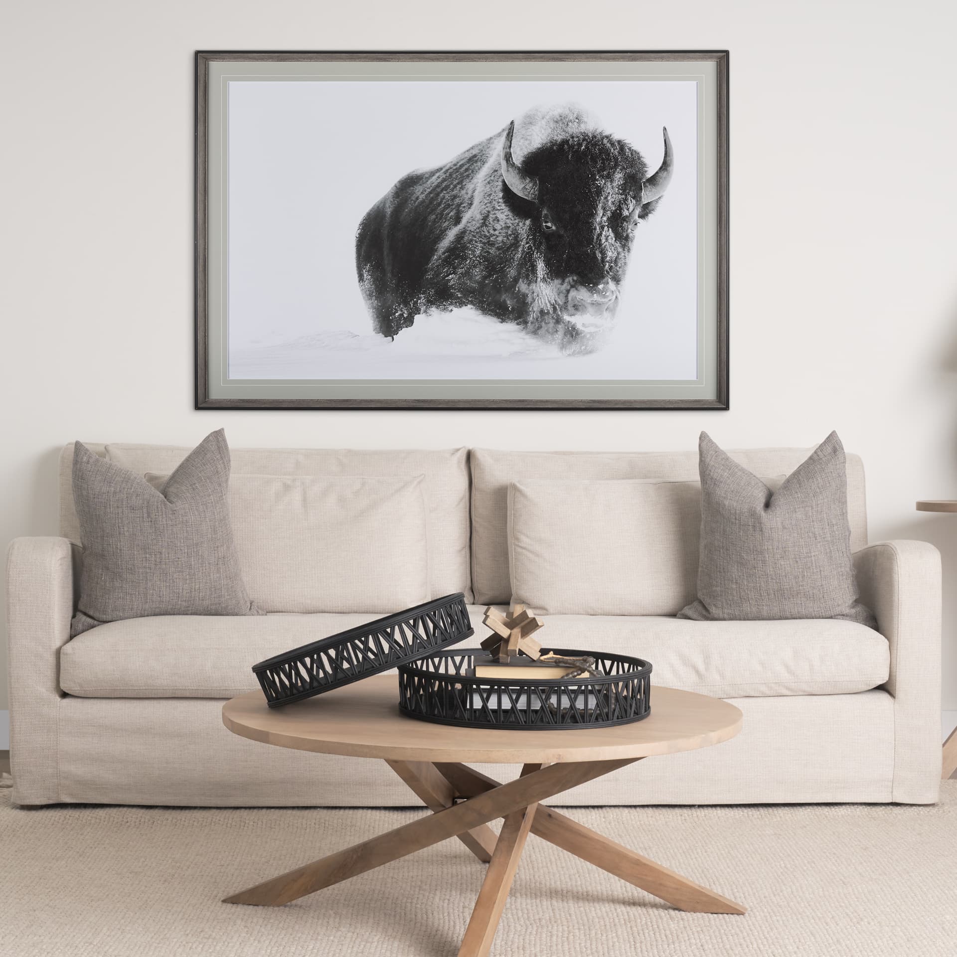 A Struggle by Mercana Studio a Hand Embellished Textured Framed Photo Art Print Matted under Glass — in a styled room