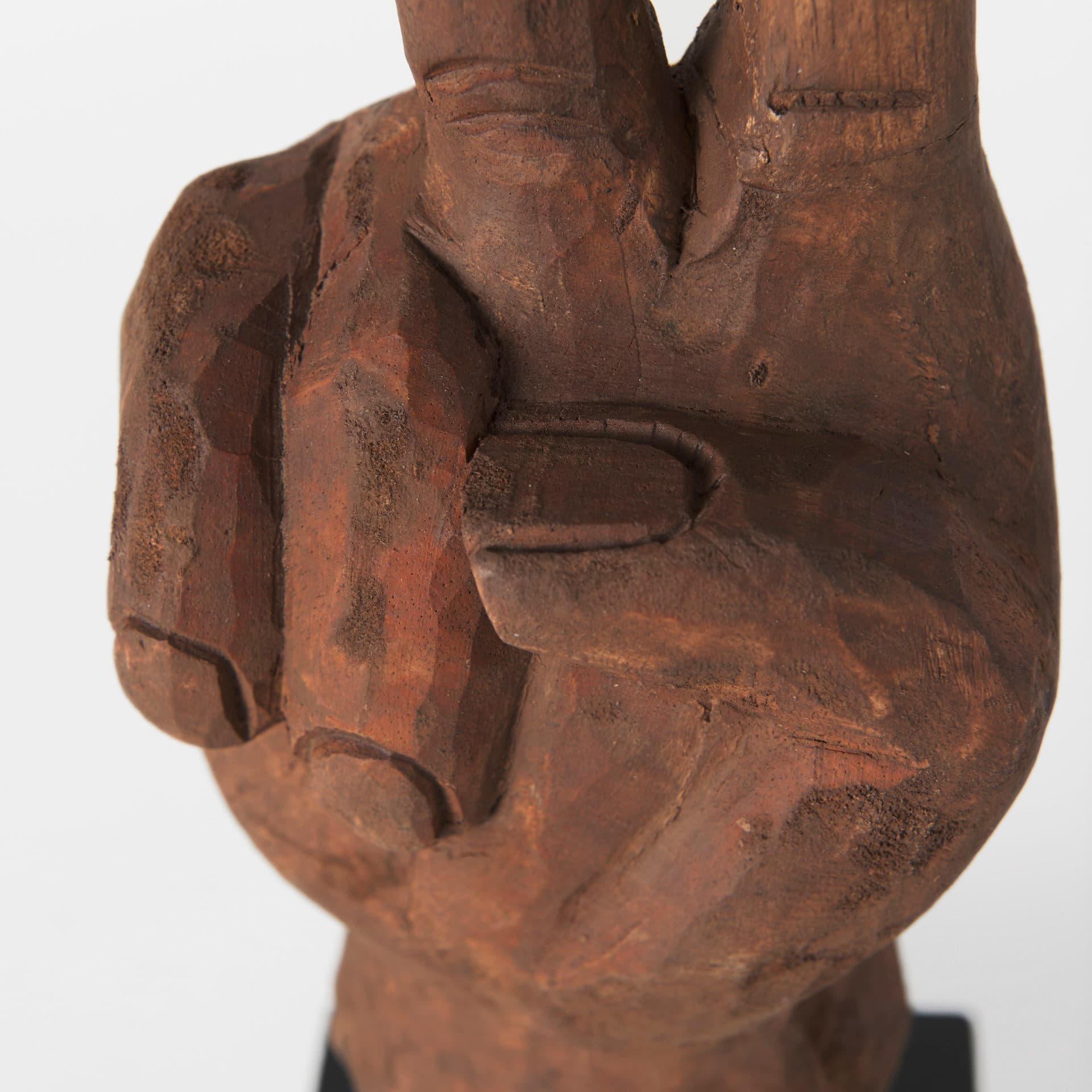 Pacem 4L x 4W Natural Wooden Carved Peace Sign Hand — product photograph