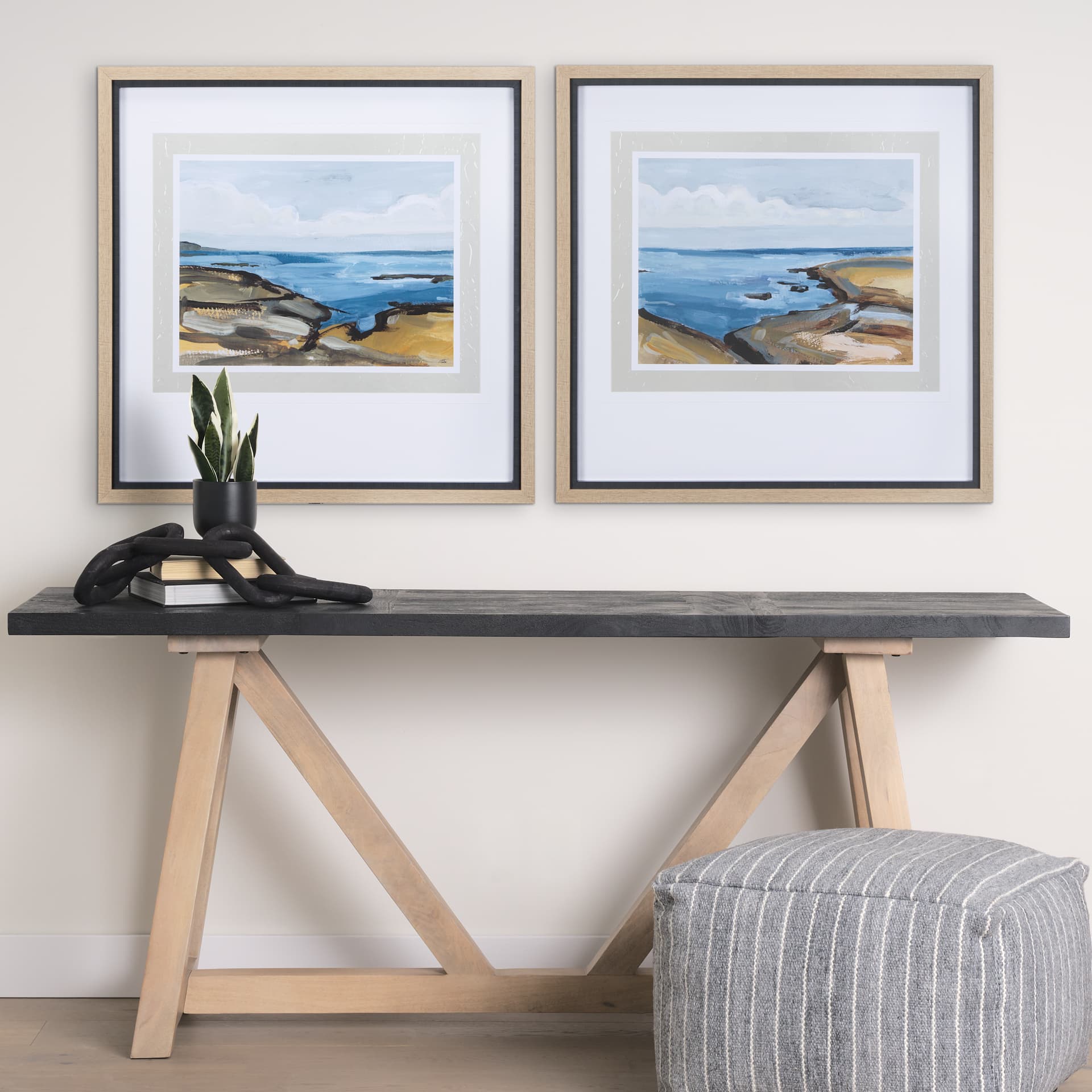 Grey Sky II by Mercana Studio a Hand Embellished Textured Framed Art Print Matted under Glass — in a styled room