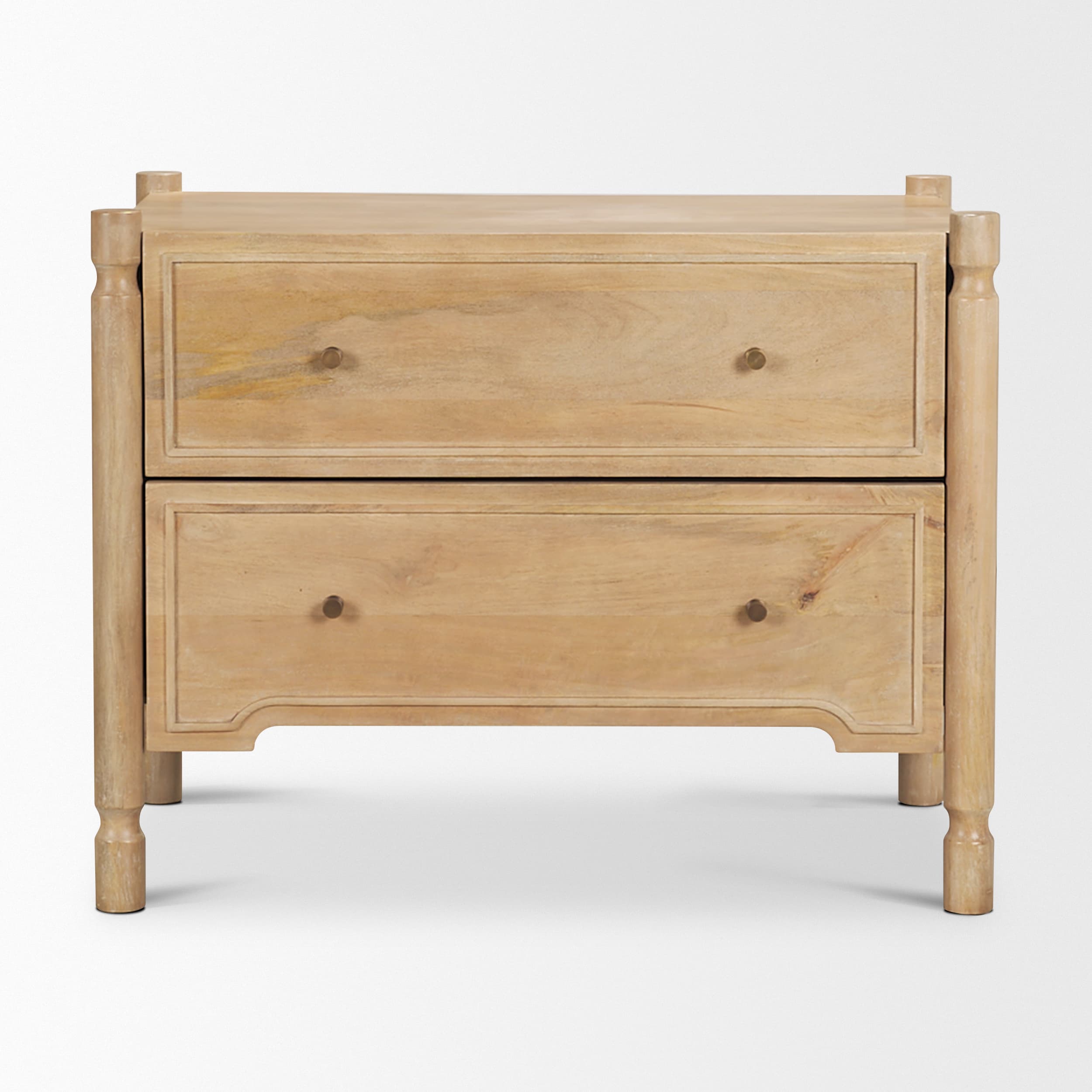 Phil Light Brown Wood 2 Drawer Nightstand — product photograph