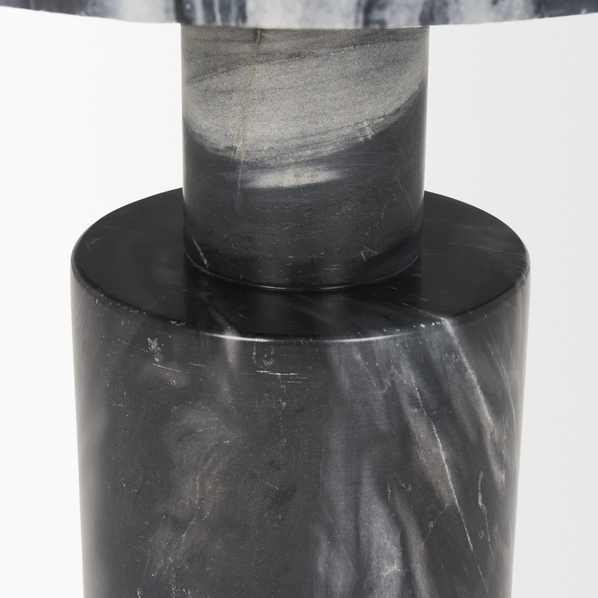 Taite Solid Dark Gray Marble Pedestal Accent Table — product photograph