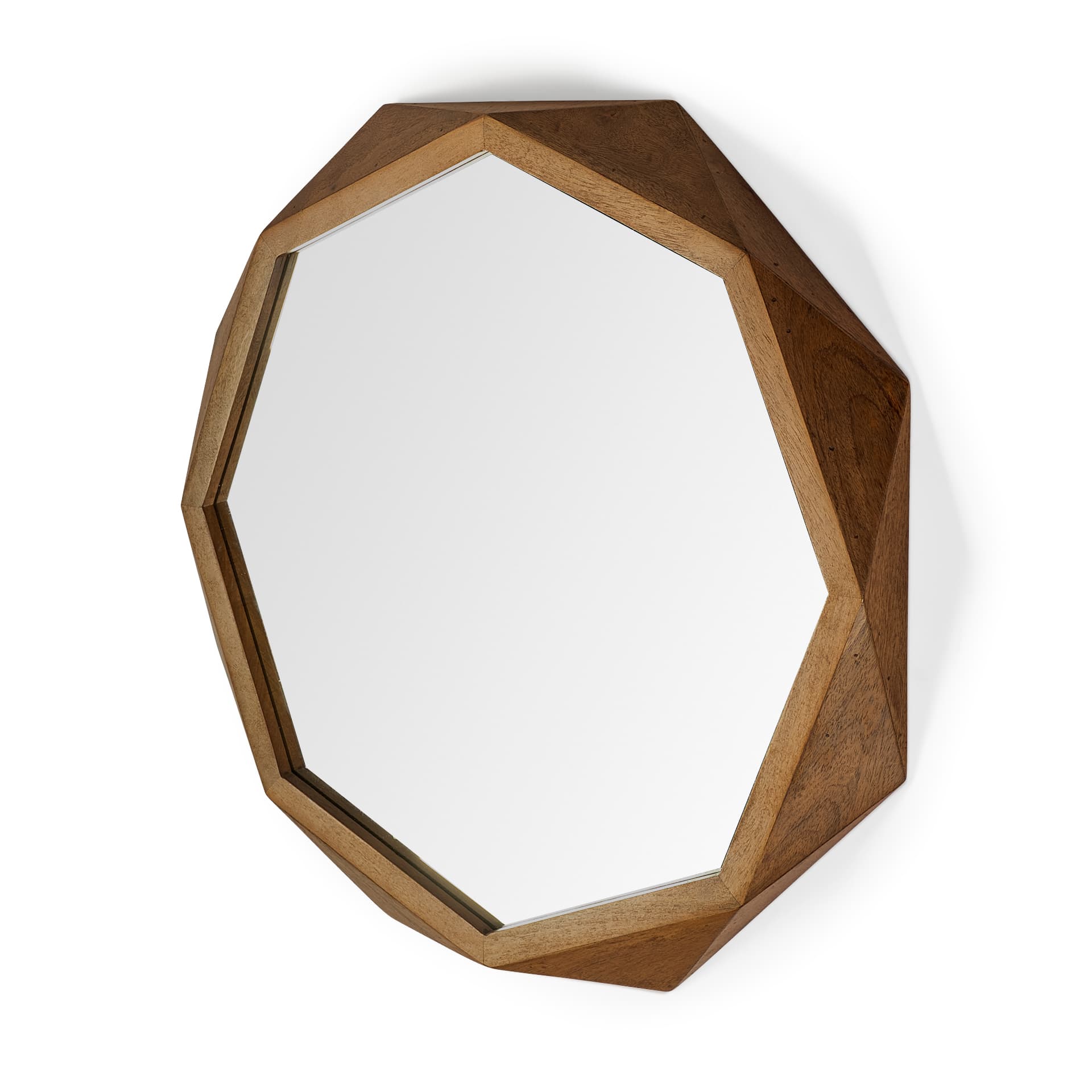 Aramis II 41L x 41H Octagon Brown Wood Frame Wall Mirror — product photograph