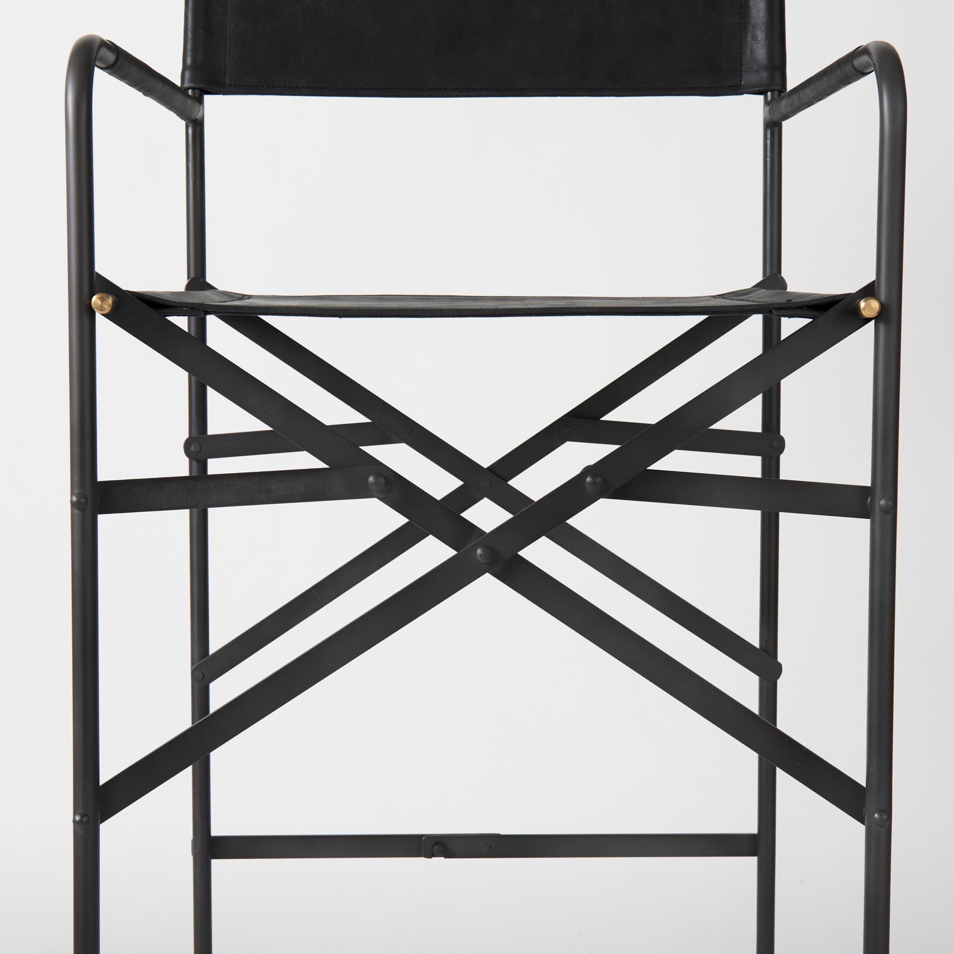 Direttore Backless 44.1in Seat Bar Stool | Black Leather w/ Black Iron — product photograph