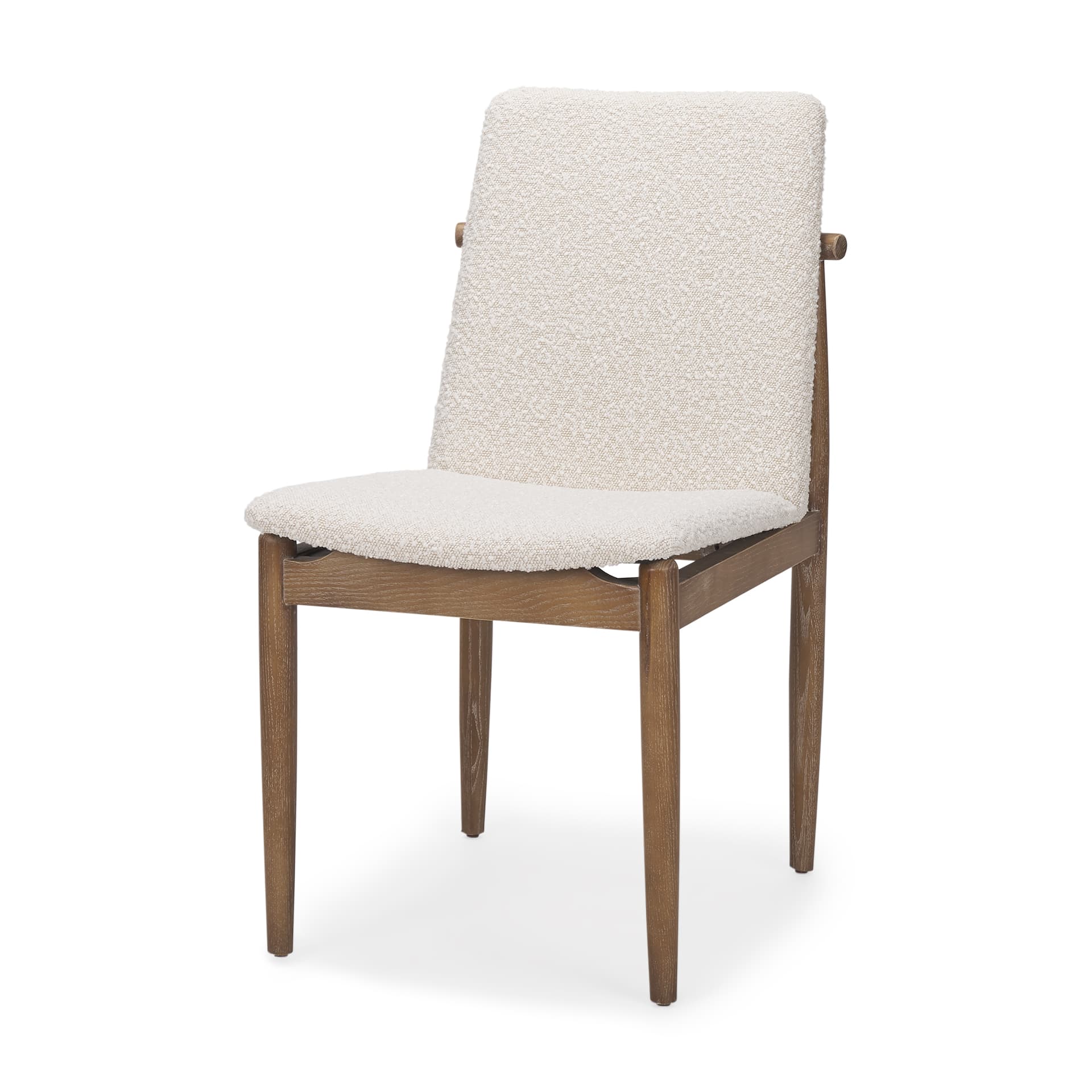Cavett Curved Back Dining Side Chair | Cream Boucle w/ Wood — product photograph