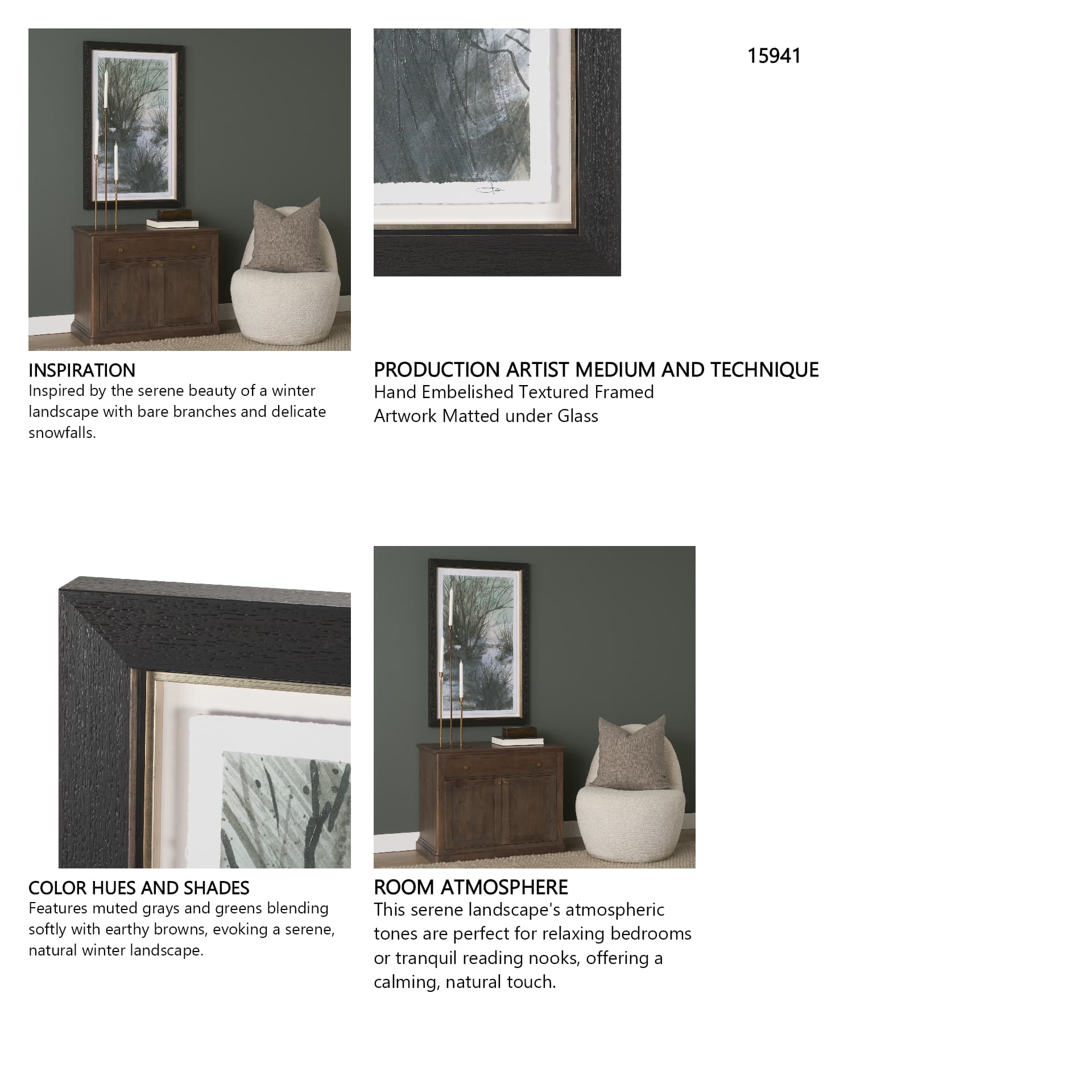 Brook and Willows I by Mercana Studio Hand Embelished Textured Framed Artwork Matted under Glass — product photograph