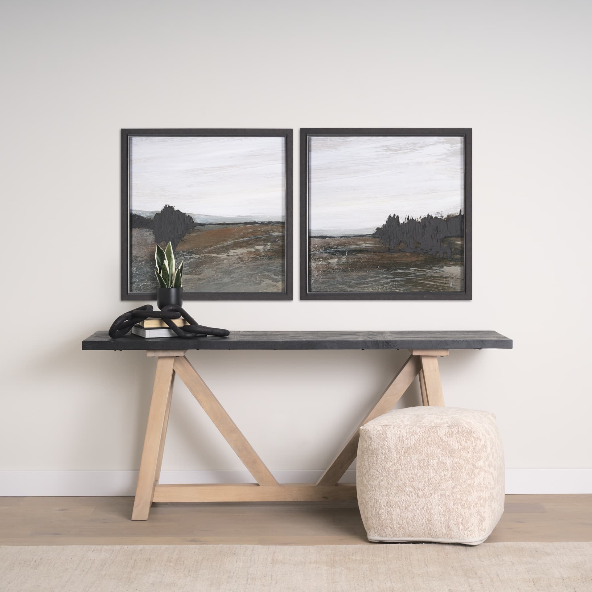 Cloudy Day II by Mercana Studio a Hand Embellished Textured Framed Art Print — in a styled room