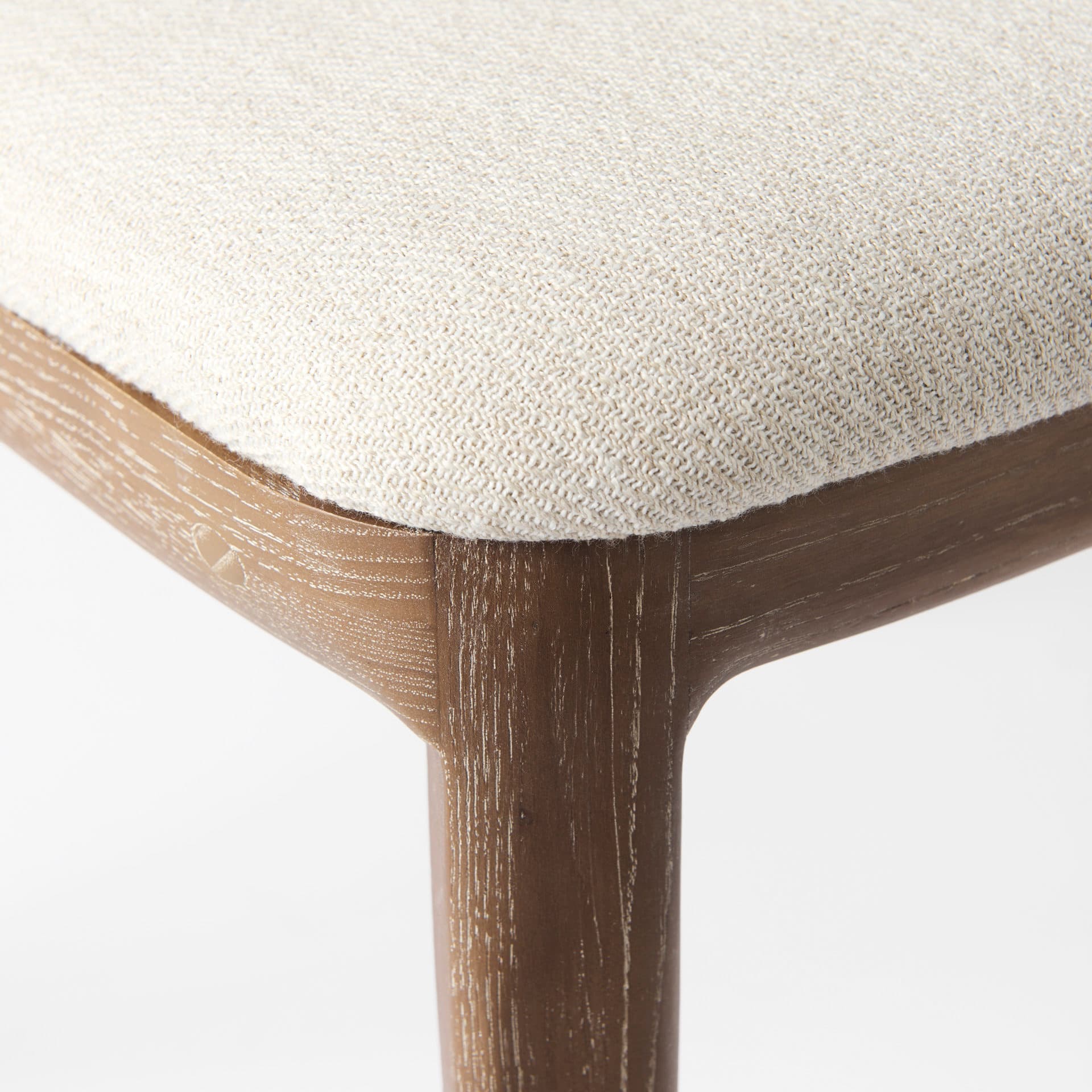 Clara Cane Back Dining Side Chair | Cream Fabric w/ Brown Wood — product photograph
