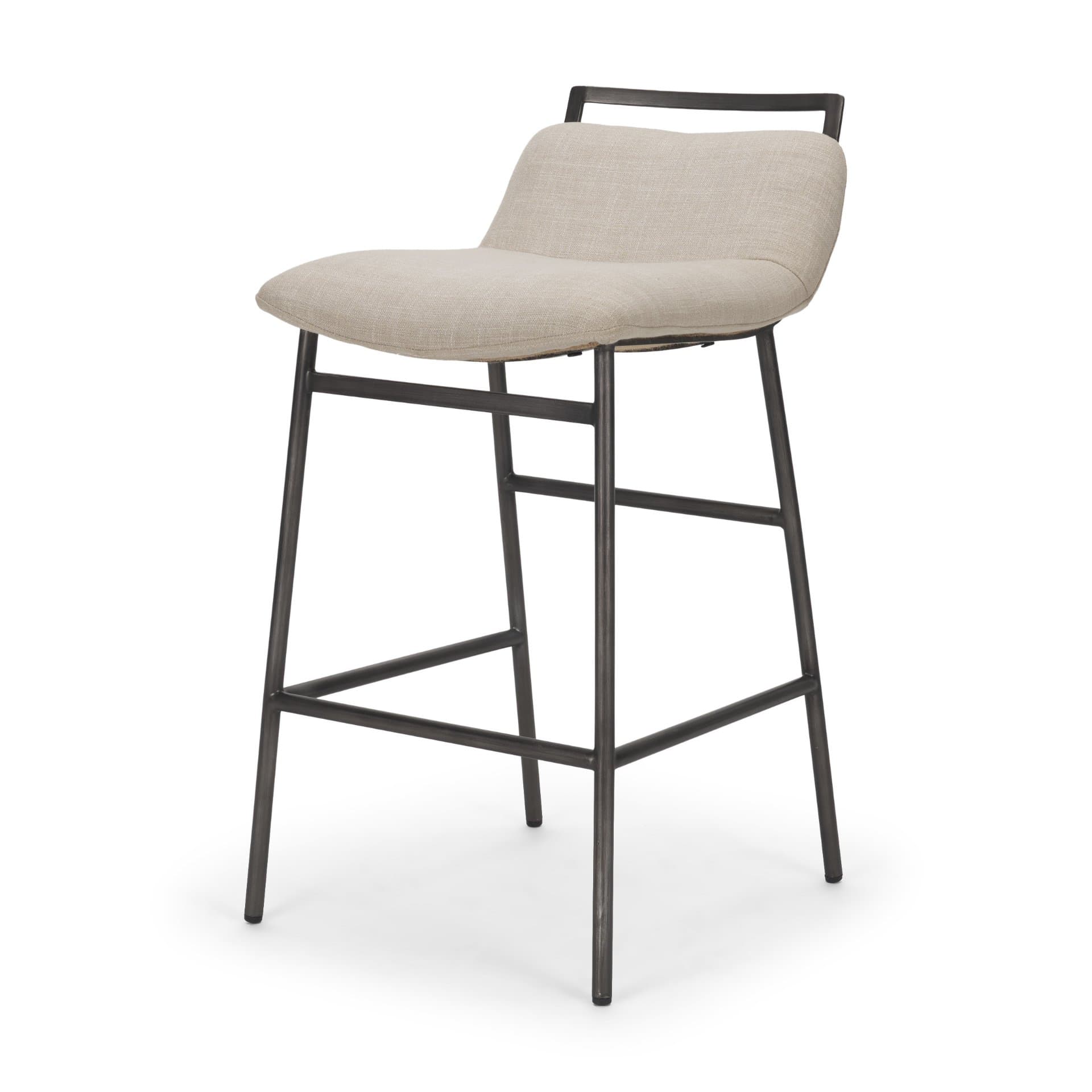 Kavalan Backless 33.5in Seat Counter Stool | Sand Fabric w/ Stool — product photograph