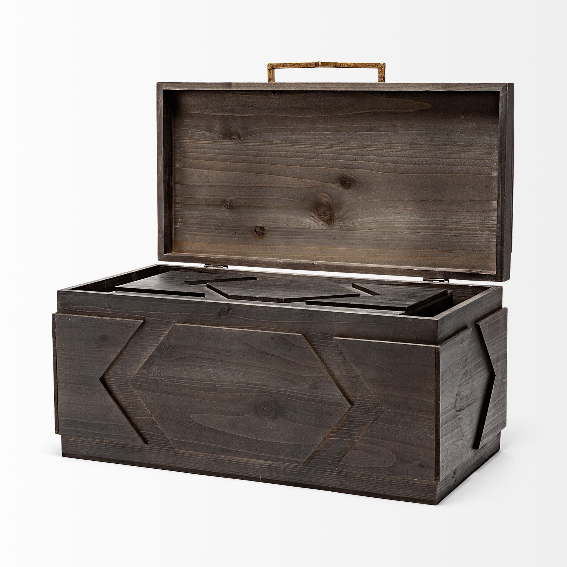 Cassia Set of 2 Brown Wooden Boxes — product photograph