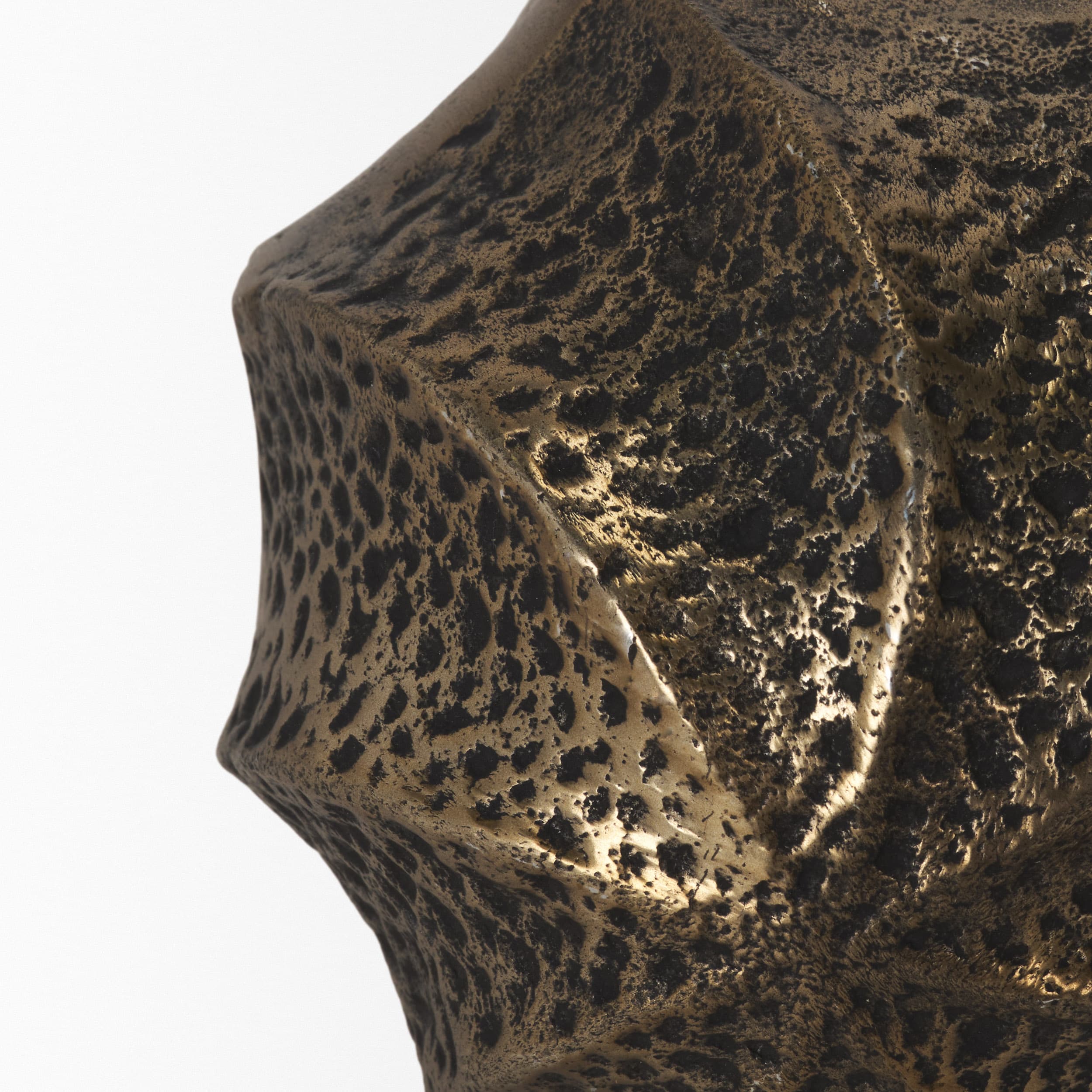 Imani Small Sculptural Textured Antiqued Gold Metal Decorative Orb Object — product photograph
