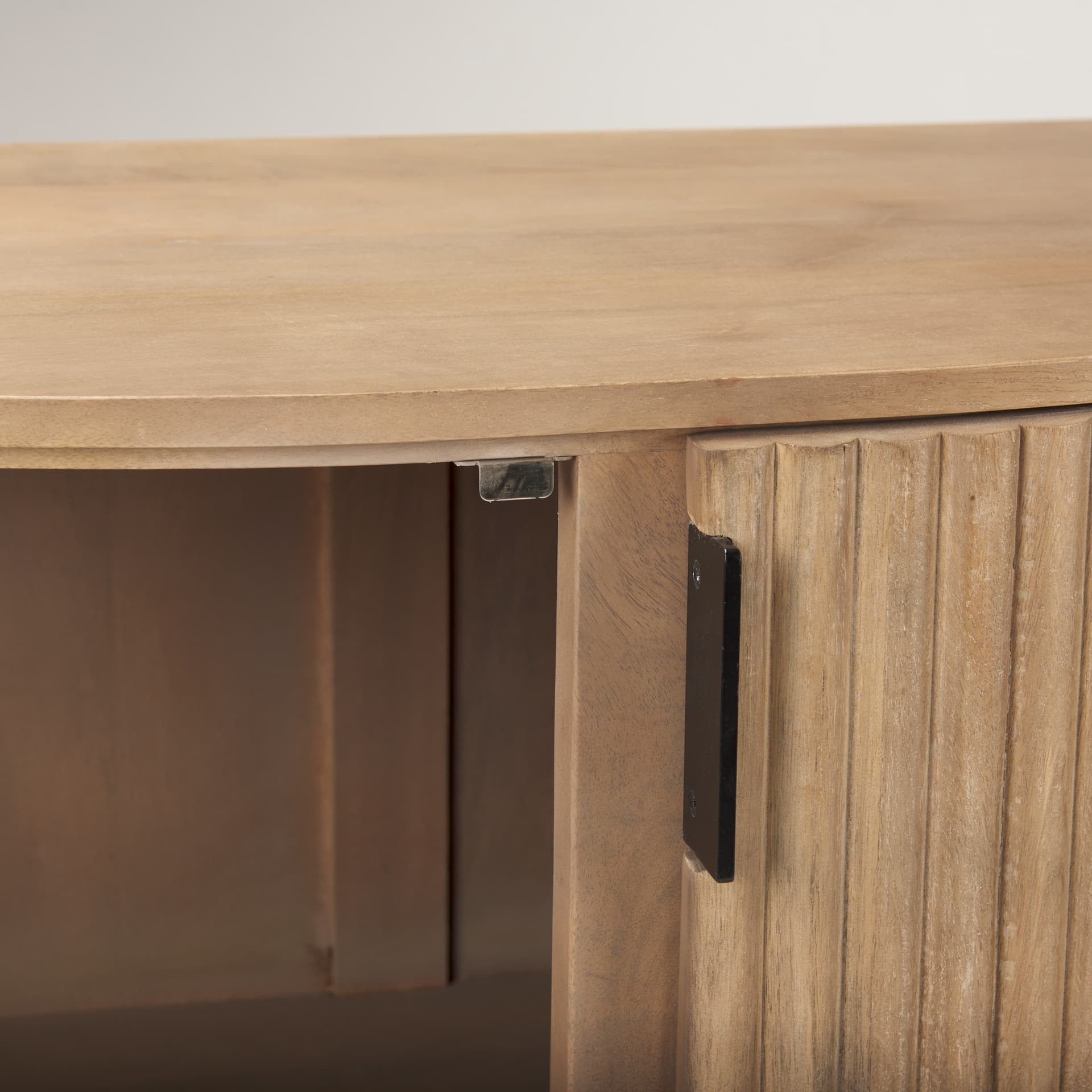 Terra Fluted Light Brown Wood 2-Door Accent Cabinet — product photograph