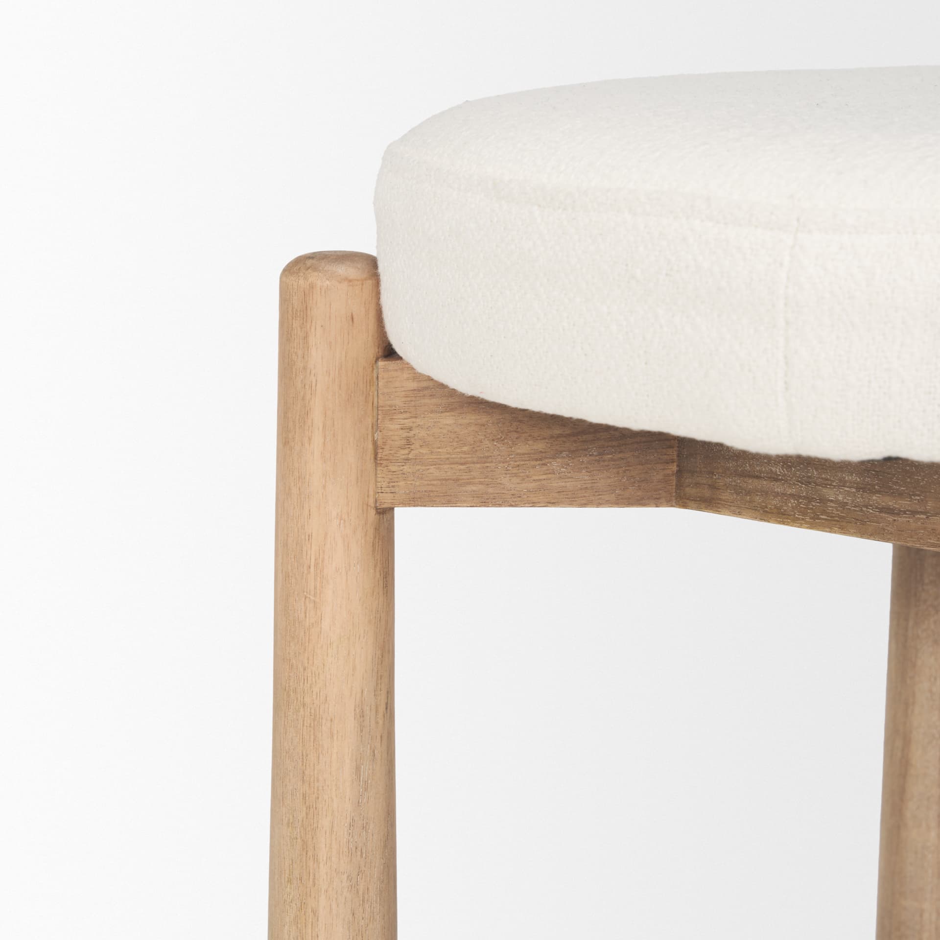 Shaiden Brown Wood w/ Cream Fabric Stool — product photograph