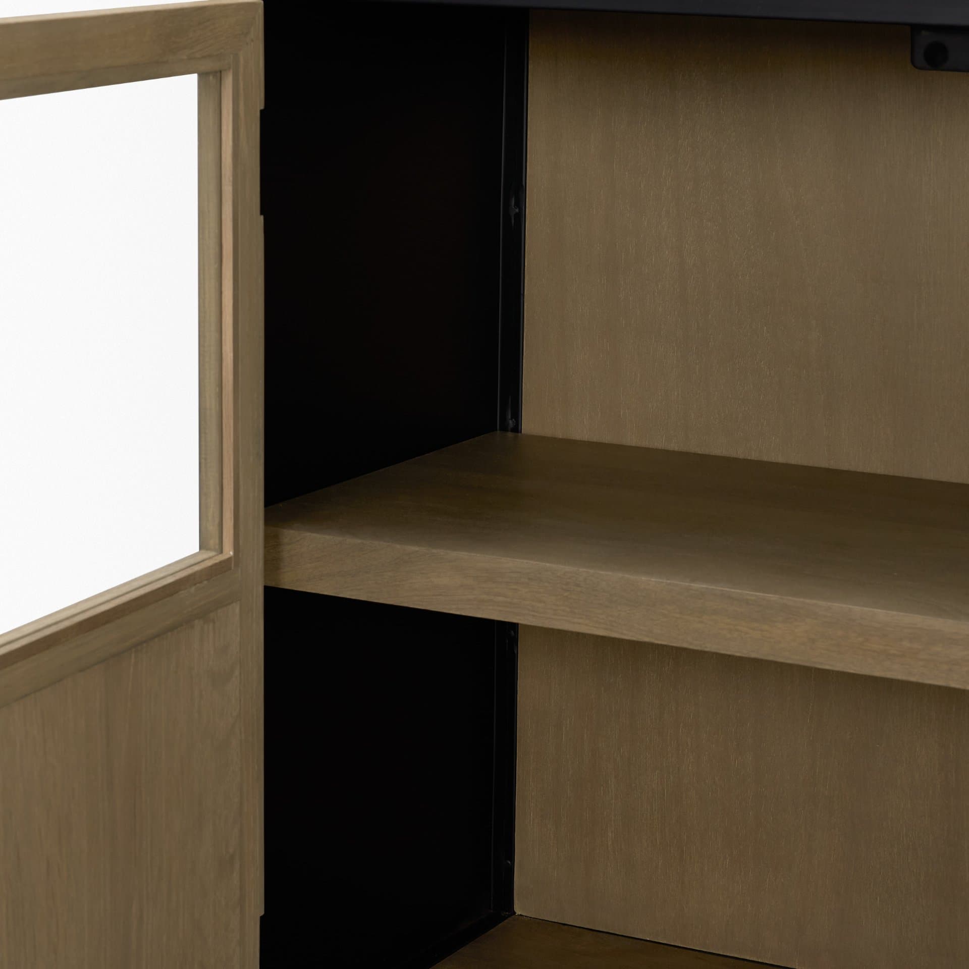 Sloan 40.0W Light Brown W/Black Metal Frame Accent Cabinet — product photograph