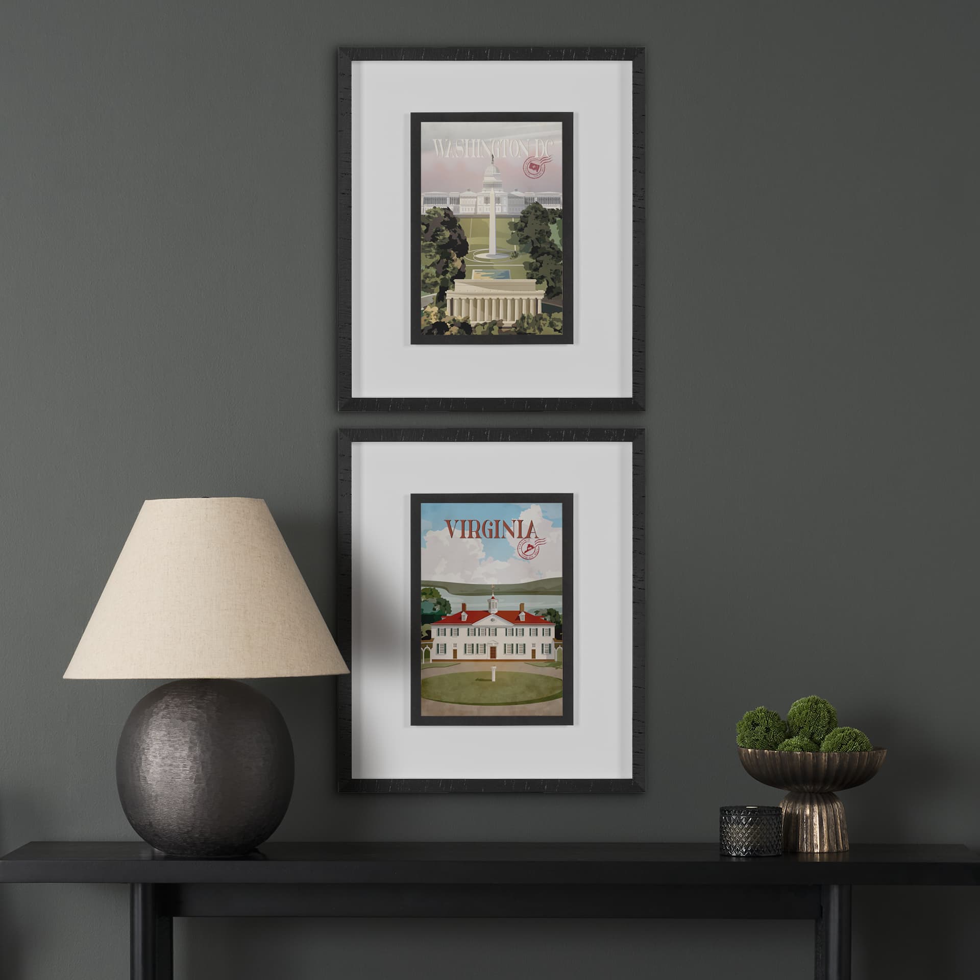 Washington DC Go USA (M) by Mercana Studio a Framed Art Print Matted under Glass — in a styled room
